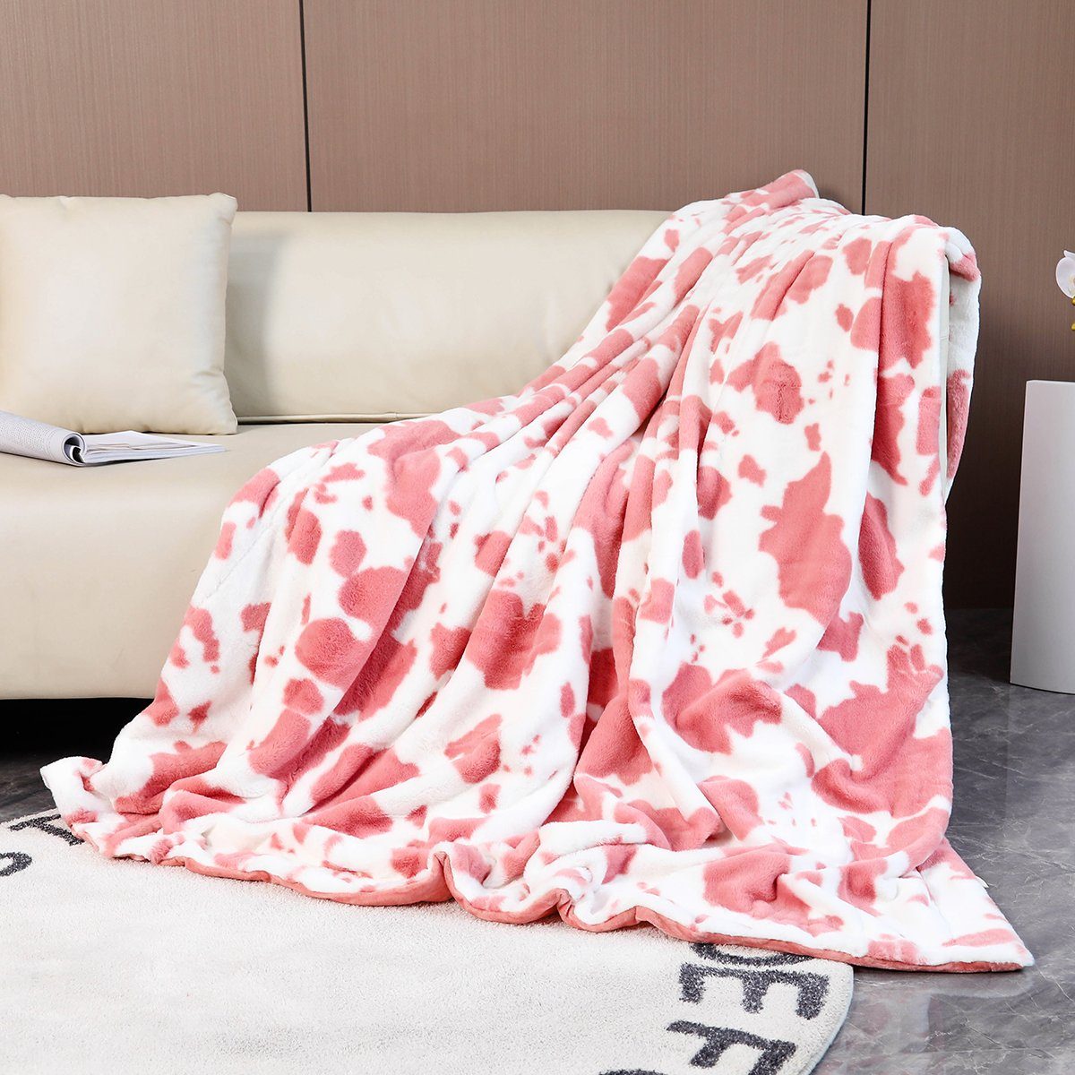 Wohndecke Zottelige flauschige Decke, weicher Überwurf über dem Sofa,  Sunicol, kuscheliges Fleece, 130 x 160 cm