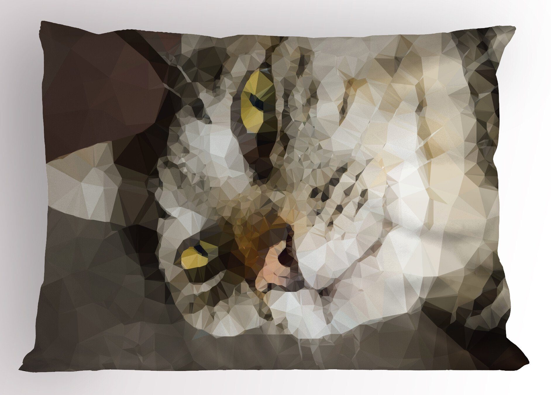 Low Art (1 Standard Dekorativer Poly Gedruckter Katzen-Porträt Size Abakuhaus Kissenbezüge Kopfkissenbezug, Stück), Polygonen