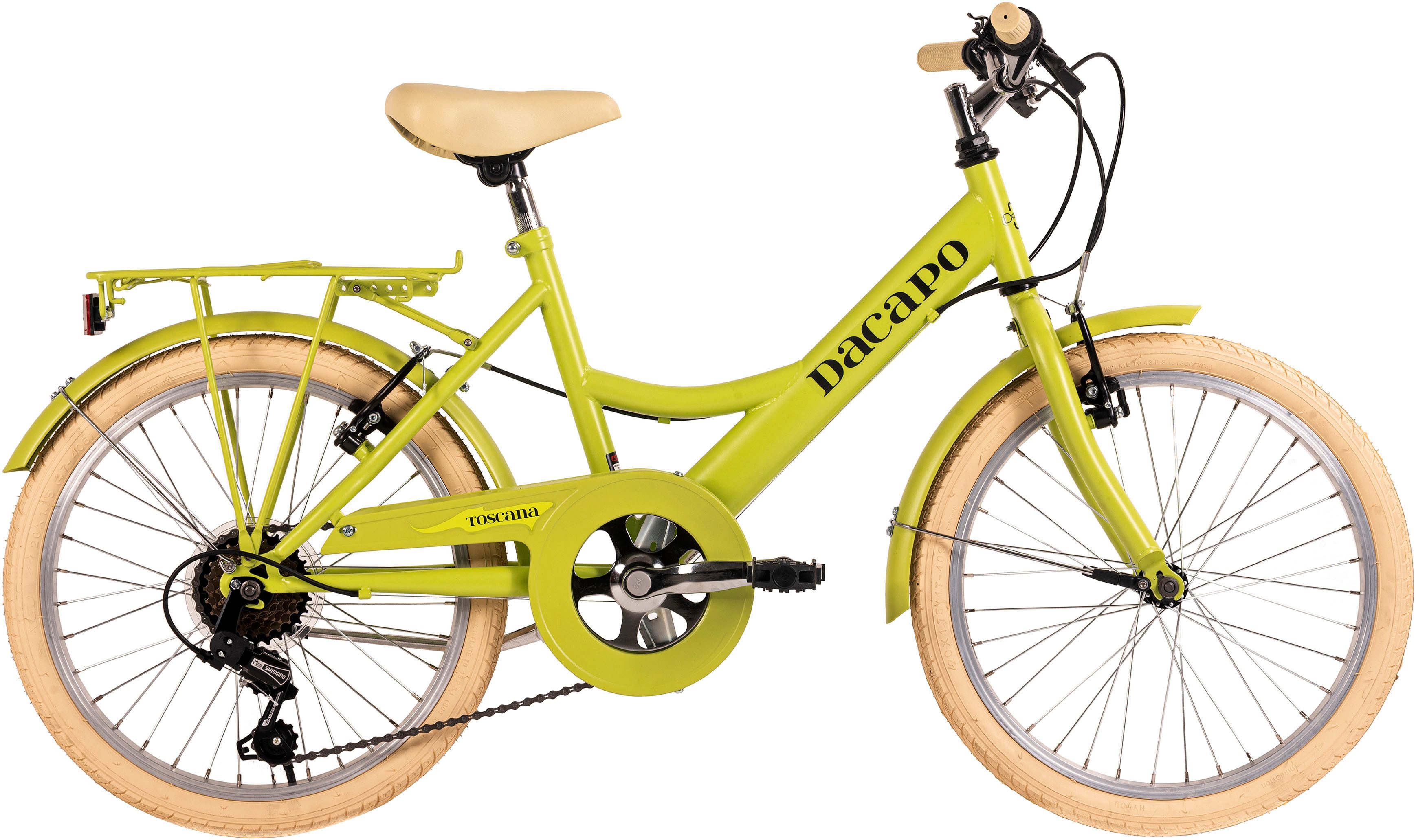 Dacapo Kinderfahrrad Kinderfahrrad 20'' Toscana grün 6 Gänge RH 36 cm, 6 Gang Shimano Tourney Schaltwerk, Kettenschaltung