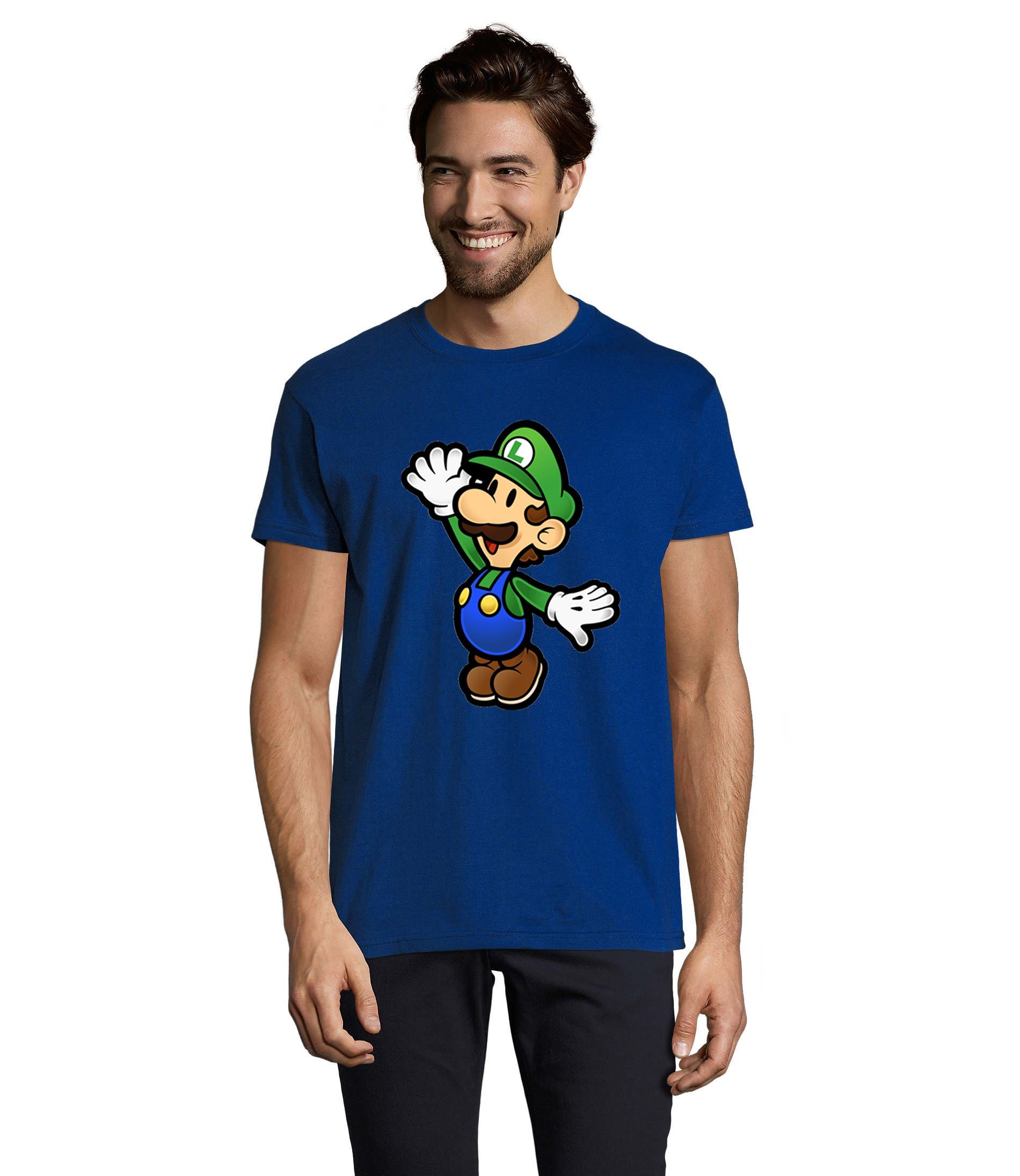 Blondie & Brownie T-Shirt Herren Luigi Nintendo Mario Peach Yoshi Gaming Blau