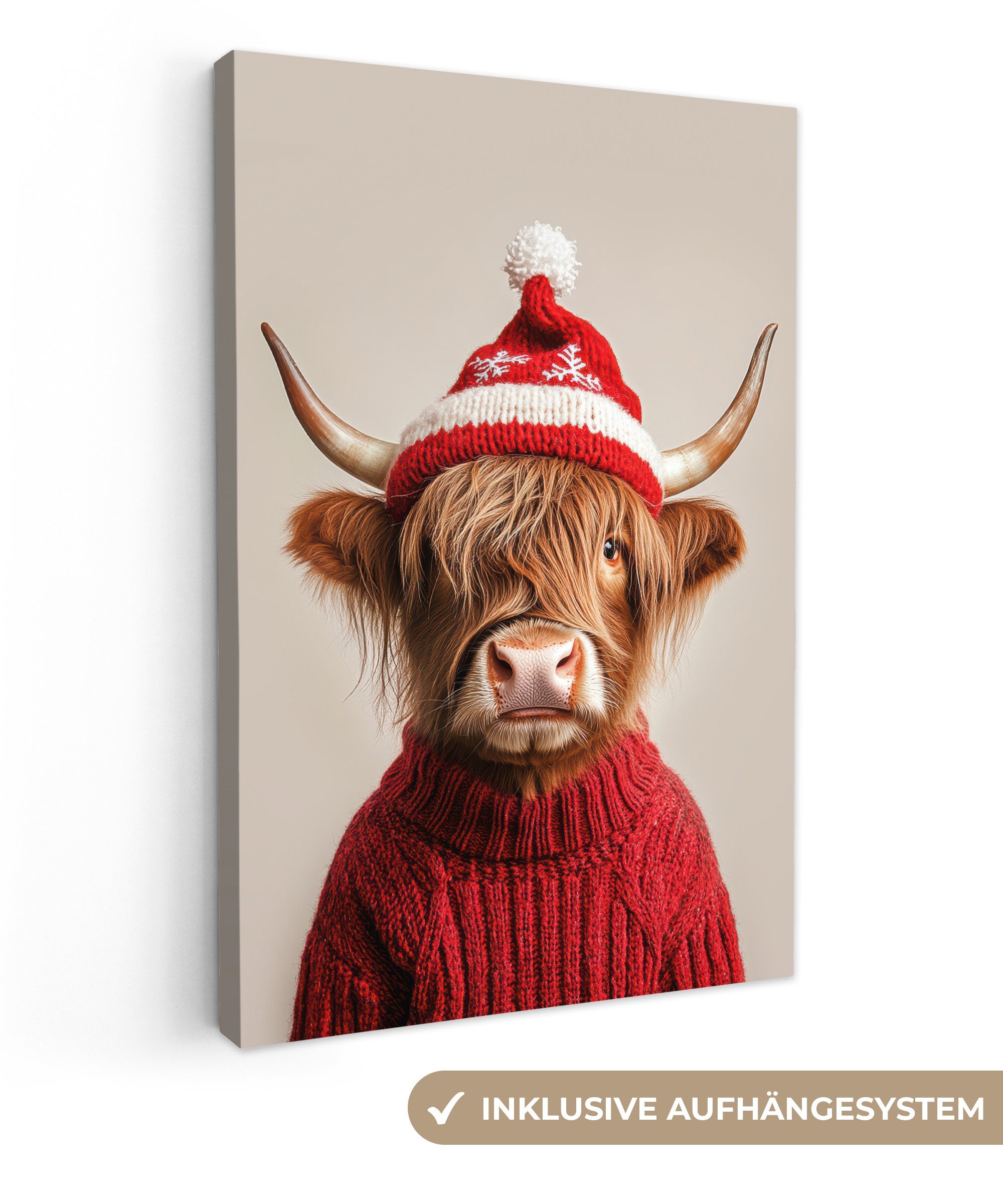 OneMillionCanvasses® Leinwandbild Schottischer Highlander - Weihnachten günstig online kaufen