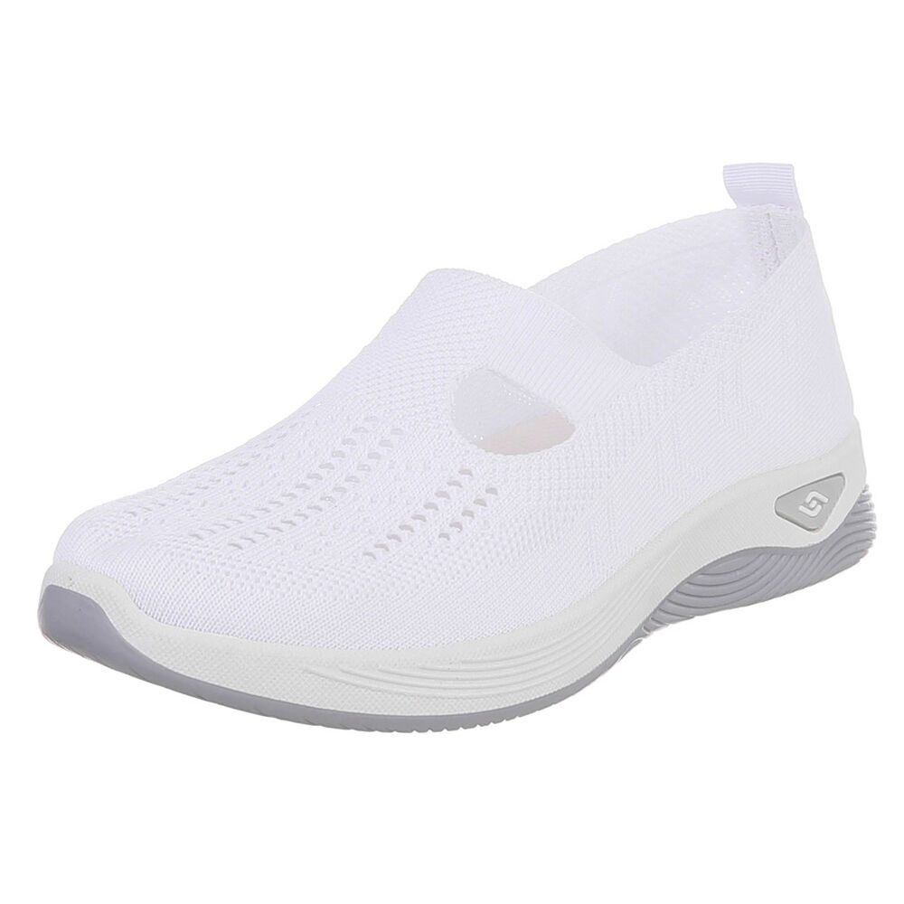 Ital-Design Trendy Damen Freizeit- und Alltagsschuh mit Komfort Slipper (91554331) Keilabsatz/Wedge Slipper in Weiß