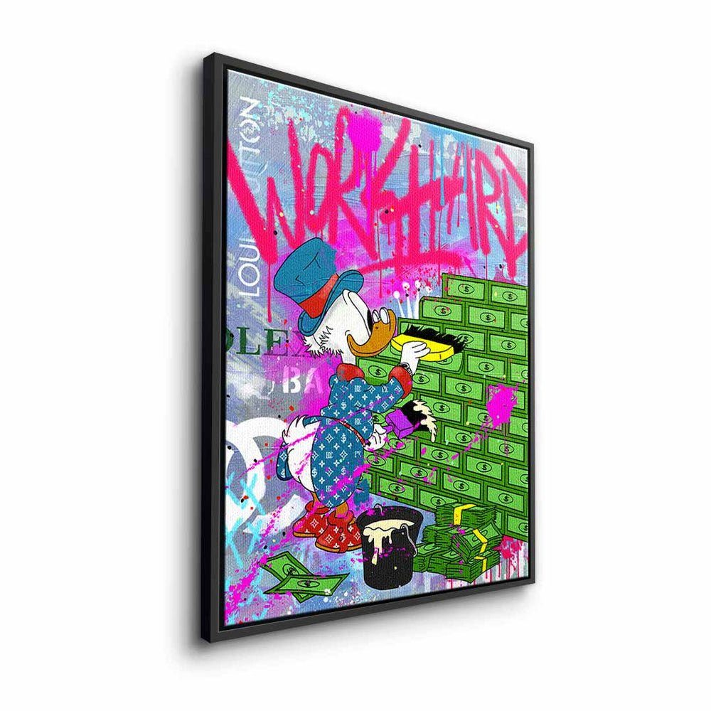 DOTCOMCANVAS® Leinwandbild, Dagobert Duck Leinwandbild Comic Geld Pop Rahmen Graffiti hustle ohne Art