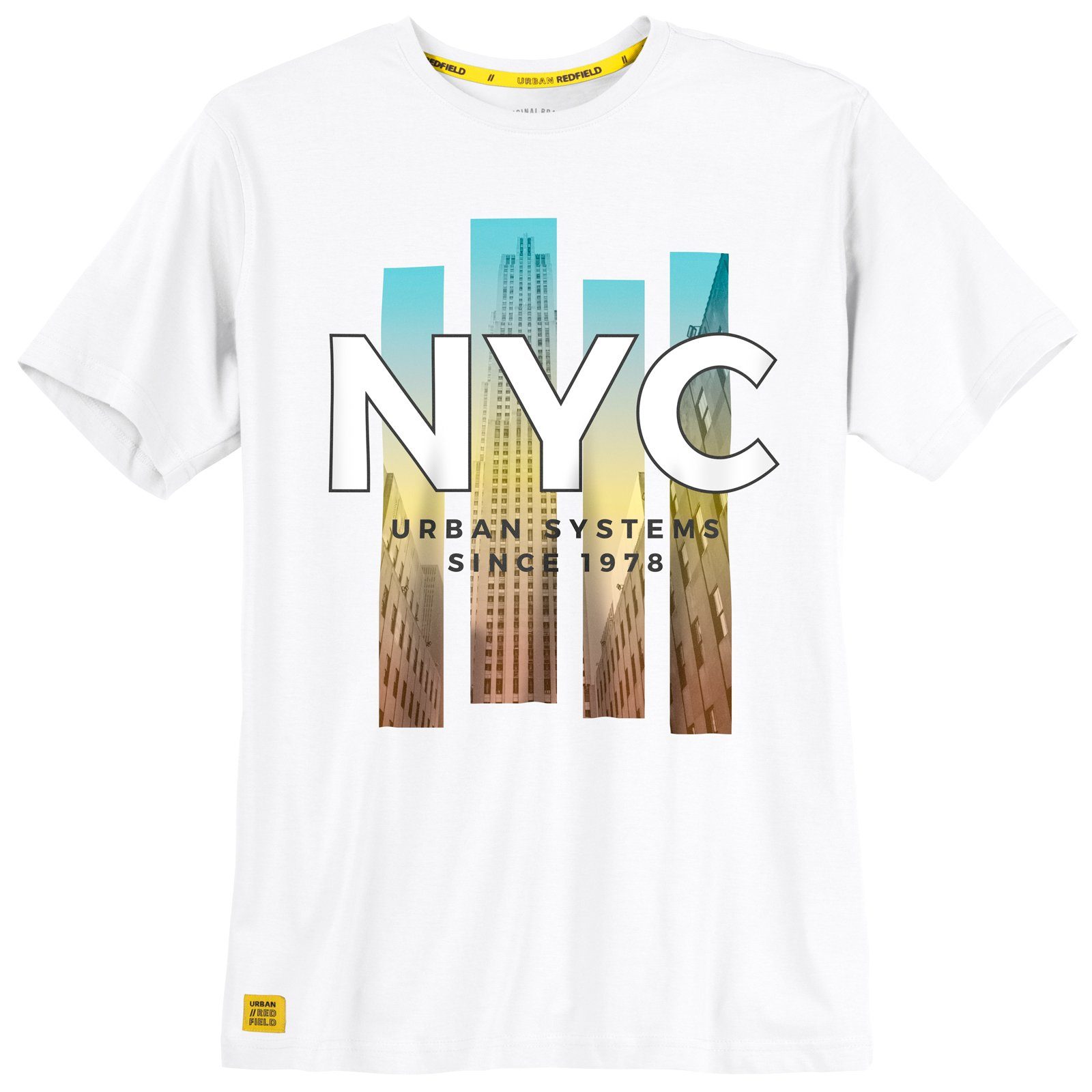 T-Shirt Große Größen Redfield NYC Rundhalsshirt Fotoprint Herren redfield weiß