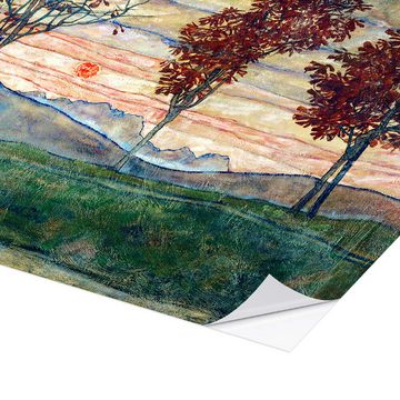 Posterlounge Wandfolie Egon Schiele, Vier Bäume, Wohnzimmer Malerei