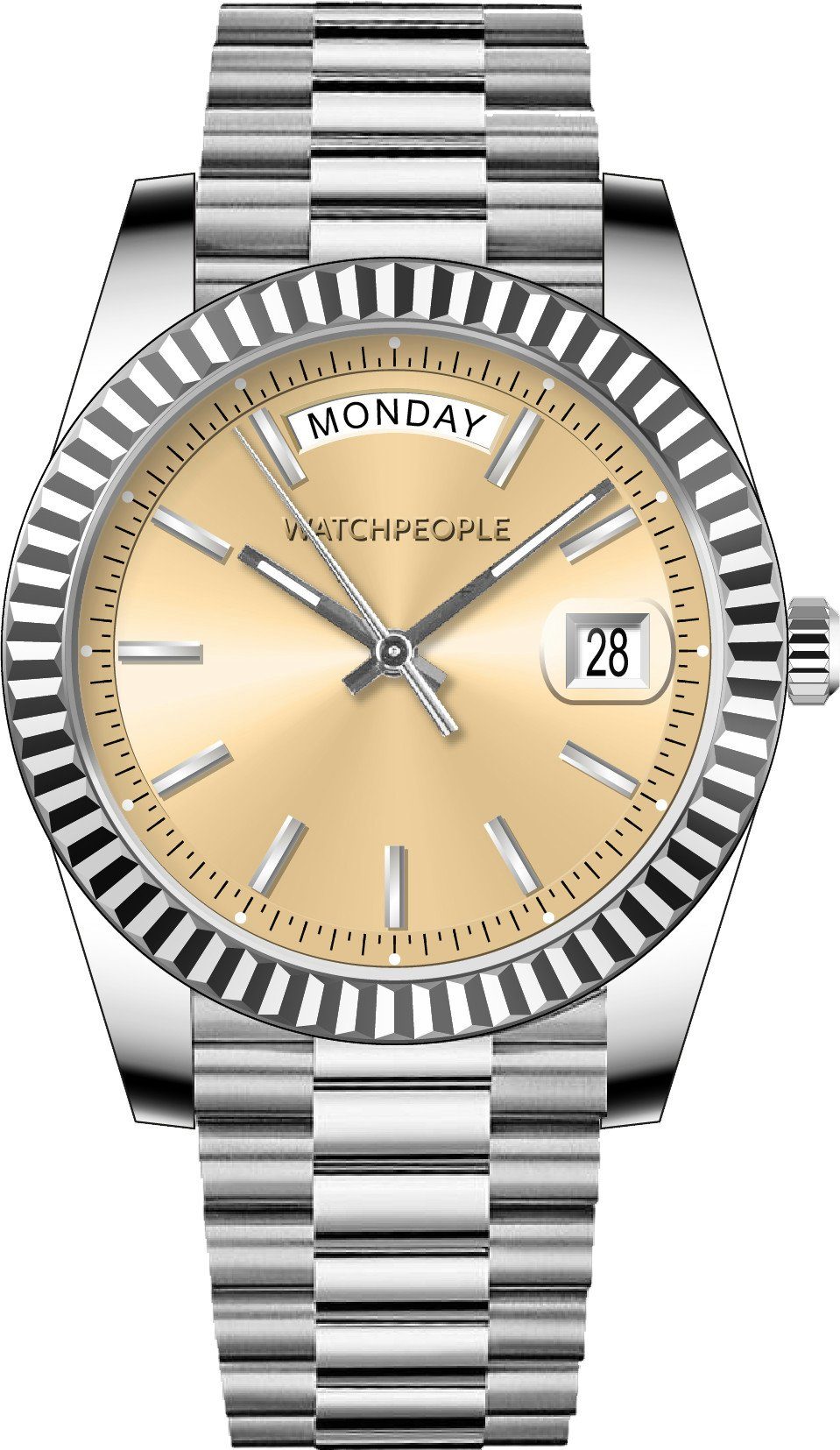 Watchpeople Quarzuhr Stella Day Date WP BSL064-01, flach, Tages- und Datumsanzeige, bunt