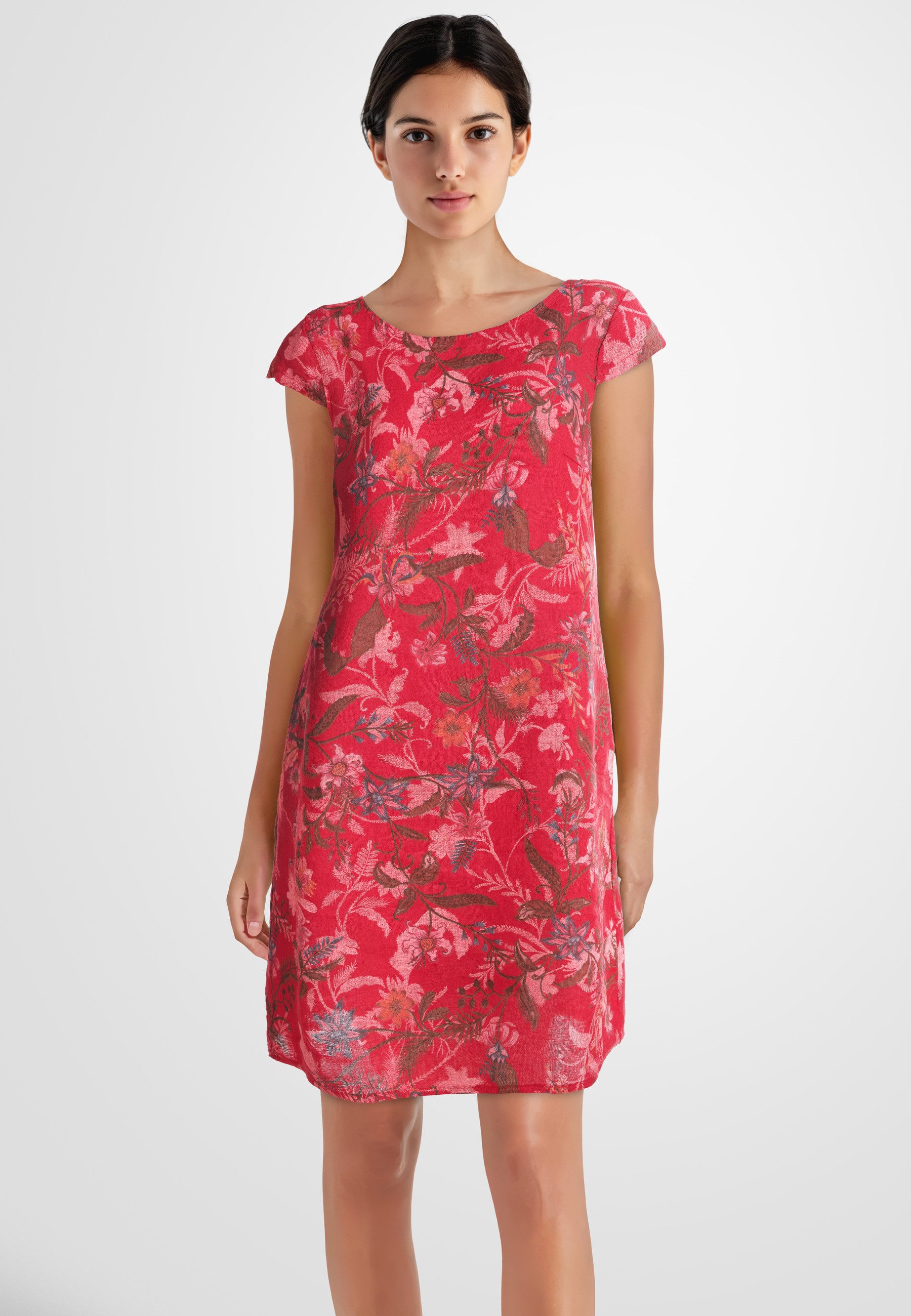 PEKIVESSA Sommerkleid Leinenkleid knielang kurzarm (1-tlg) günstig online kaufen