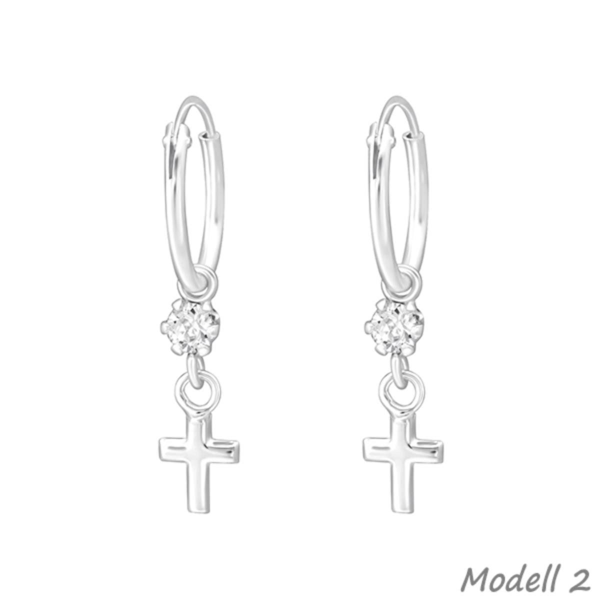 Order & Smile Schmuck Paar Ohrhänger Kreuz Ohrringe: 925 Silber Creolen Ohrhänger