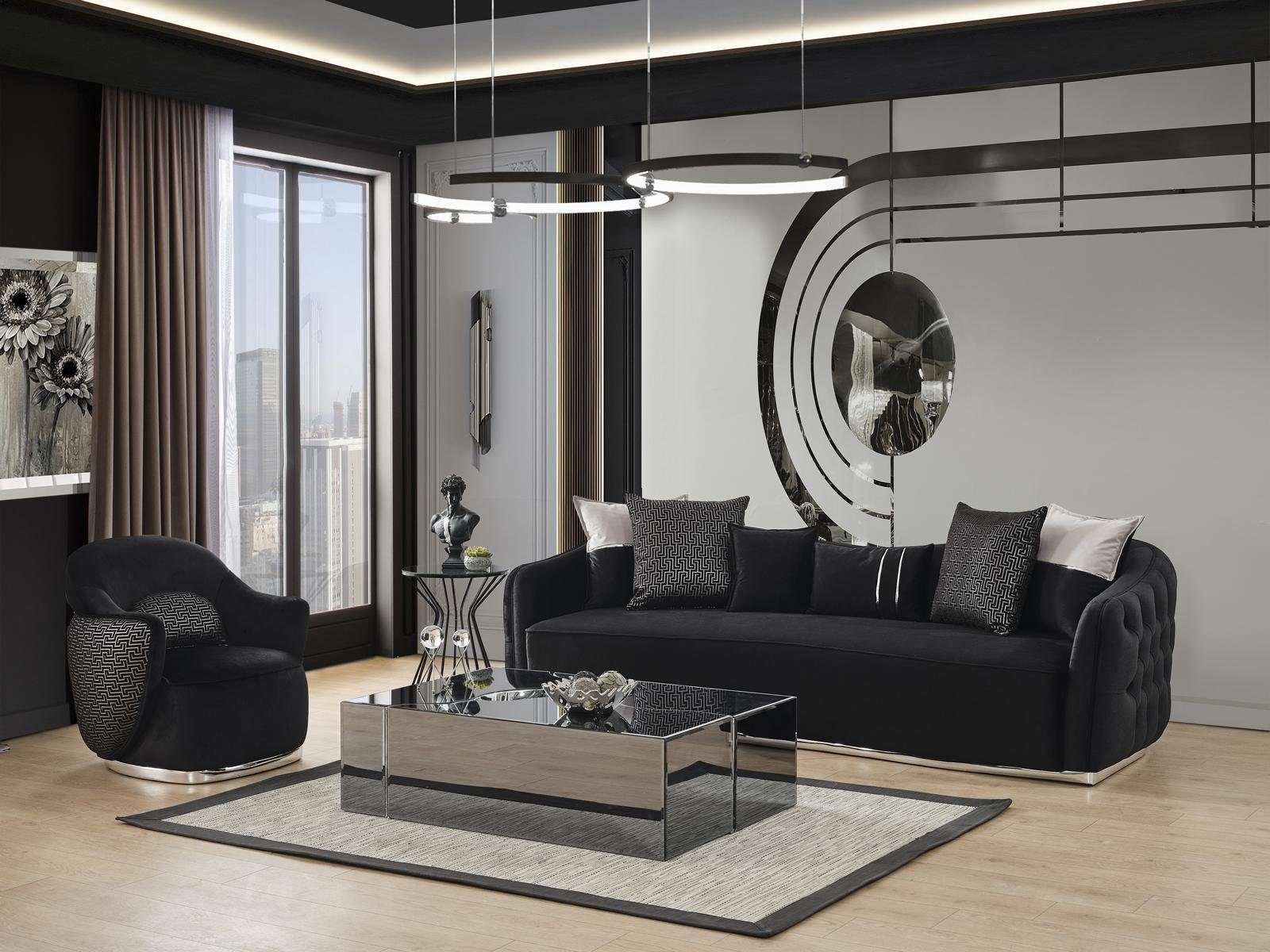 JVmoebel Wohnzimmer-Set Sofagarnitur Sofas 41 Sitzer Luxus Couchtisch Garnitur 3tlg Couch Set, (3-St), Sitzhöhe: ca: 44 cm Sitztiefe: ca: 56 cm