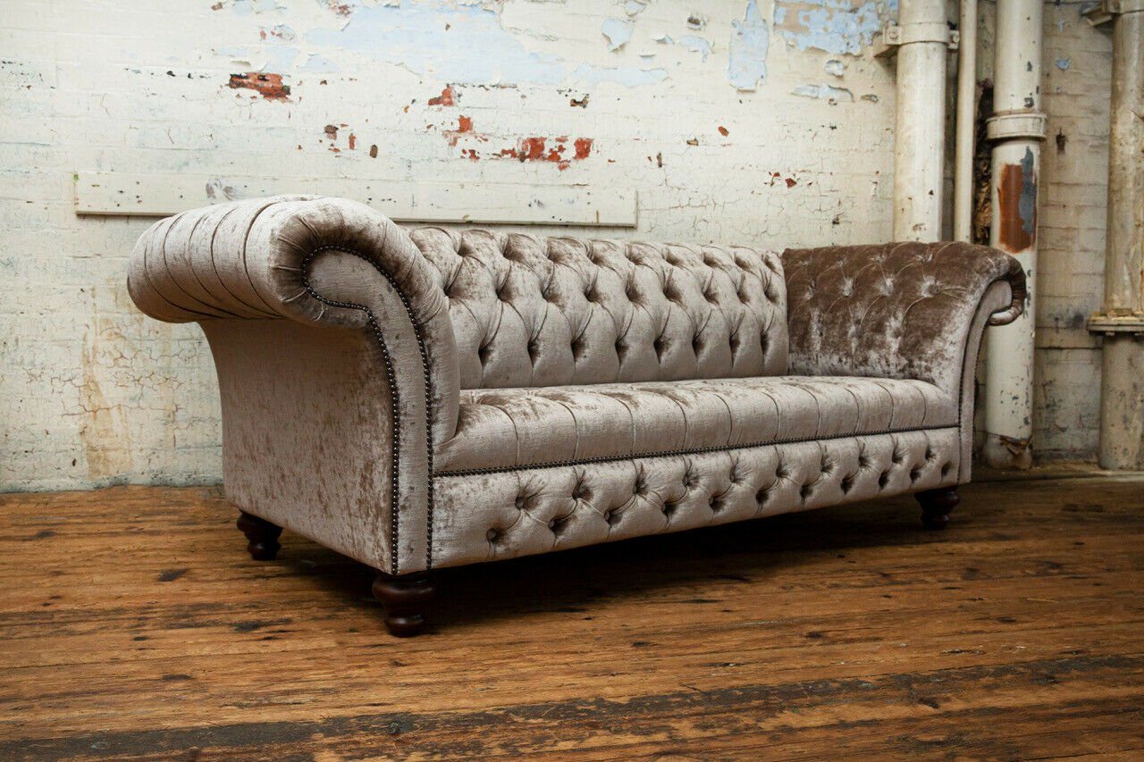 JVmoebel Chesterfield-Sofa Design Polster 3er Möbel Dreisitzer Grau, Rückenlehne Couch Die Moderne Knöpfen. Sofa mit Sitz