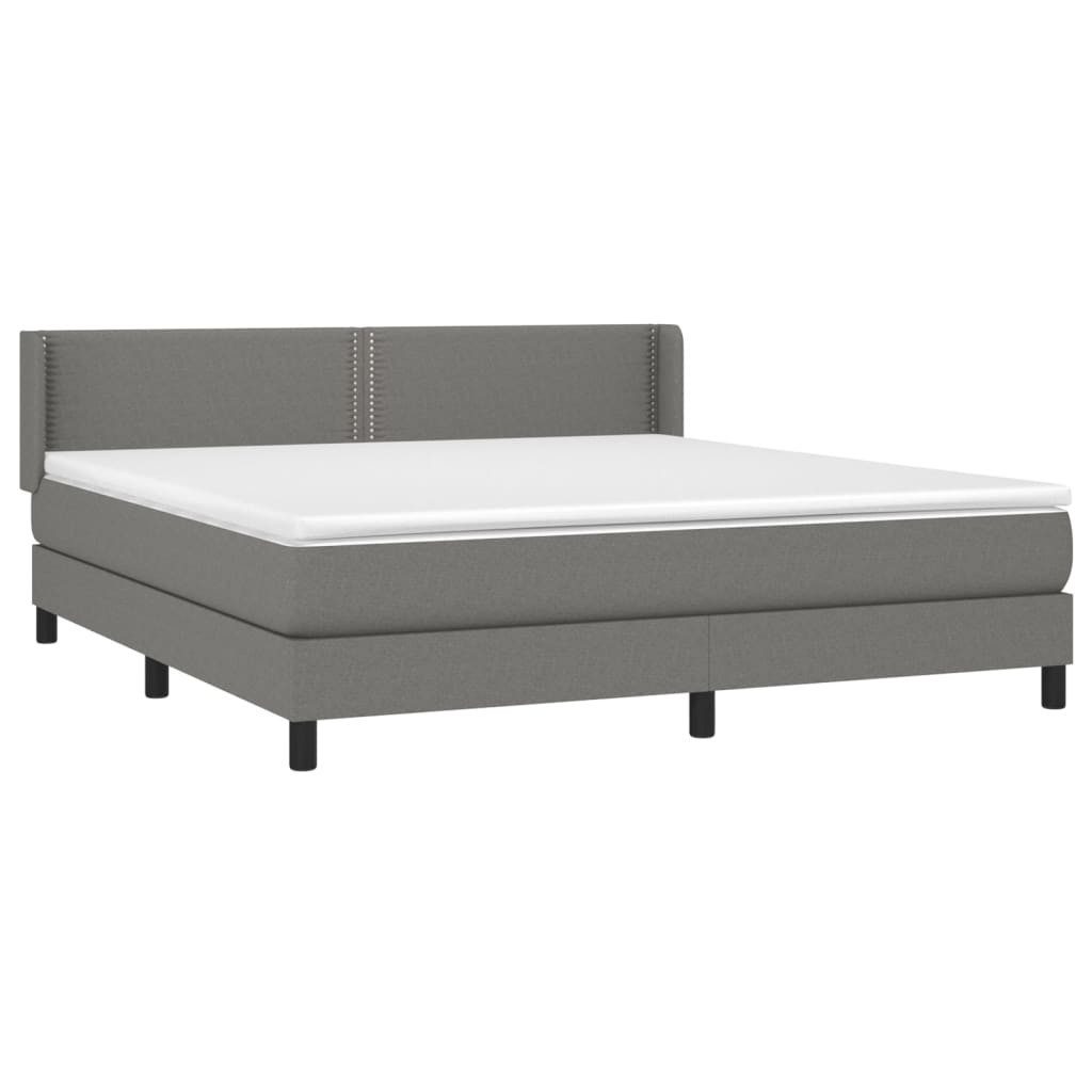 Bett Boxspringbett mit Matratze Dunkelgrau 180x200 cm Stoff