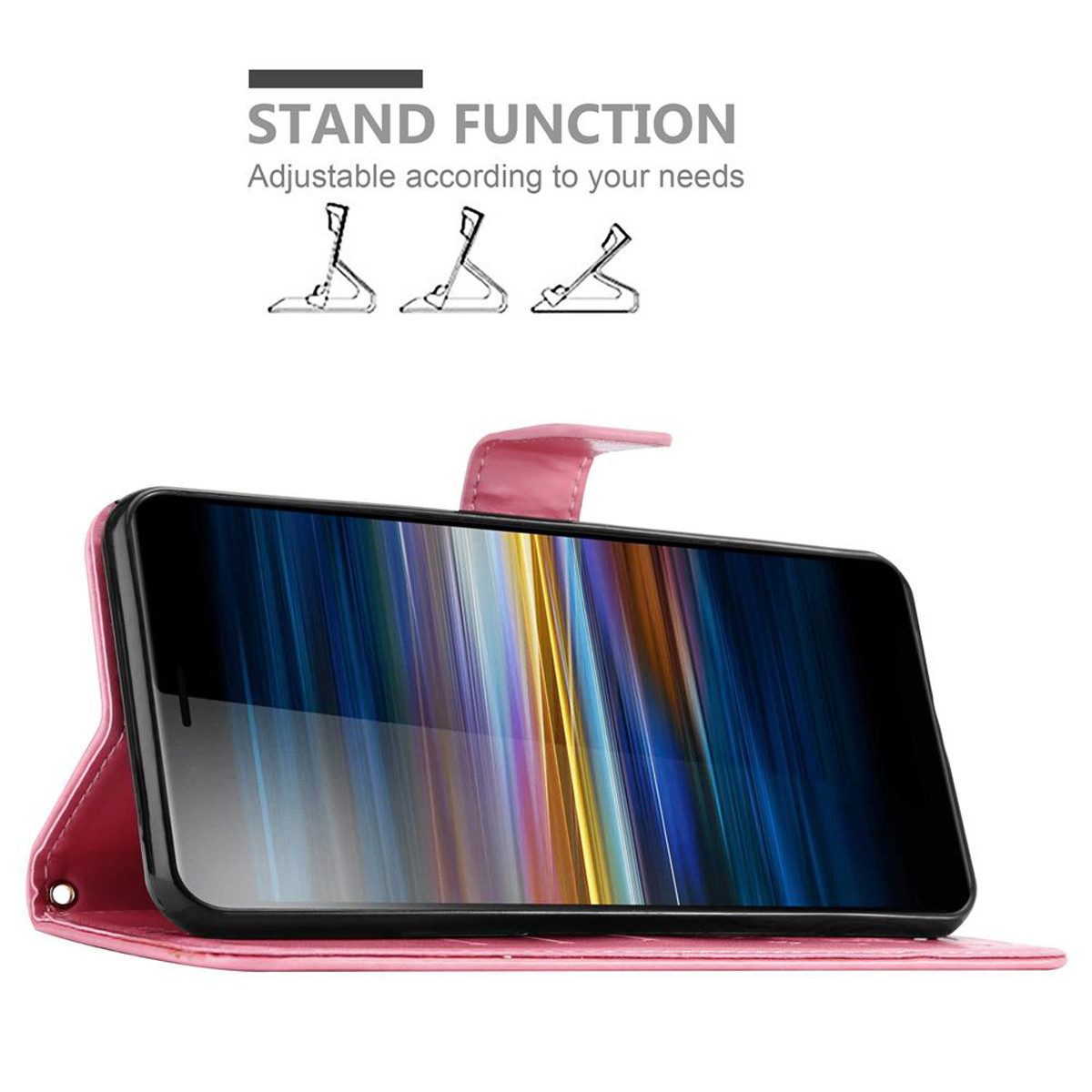 Cadorabo Handyhülle für Sony Xperia L3 Hülle Sony Xperia L3, Hülle Schutzhülle Blumen Flower mit Standfunktion Kartenfach Magnet