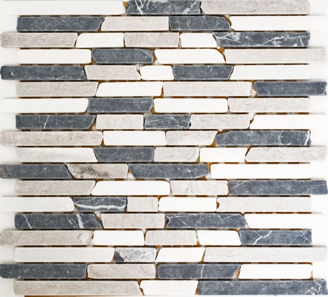 Naturstein Brick beige Bad Mosaik Marmor schwarz Mosani Mosaikfliesen grau Verbund