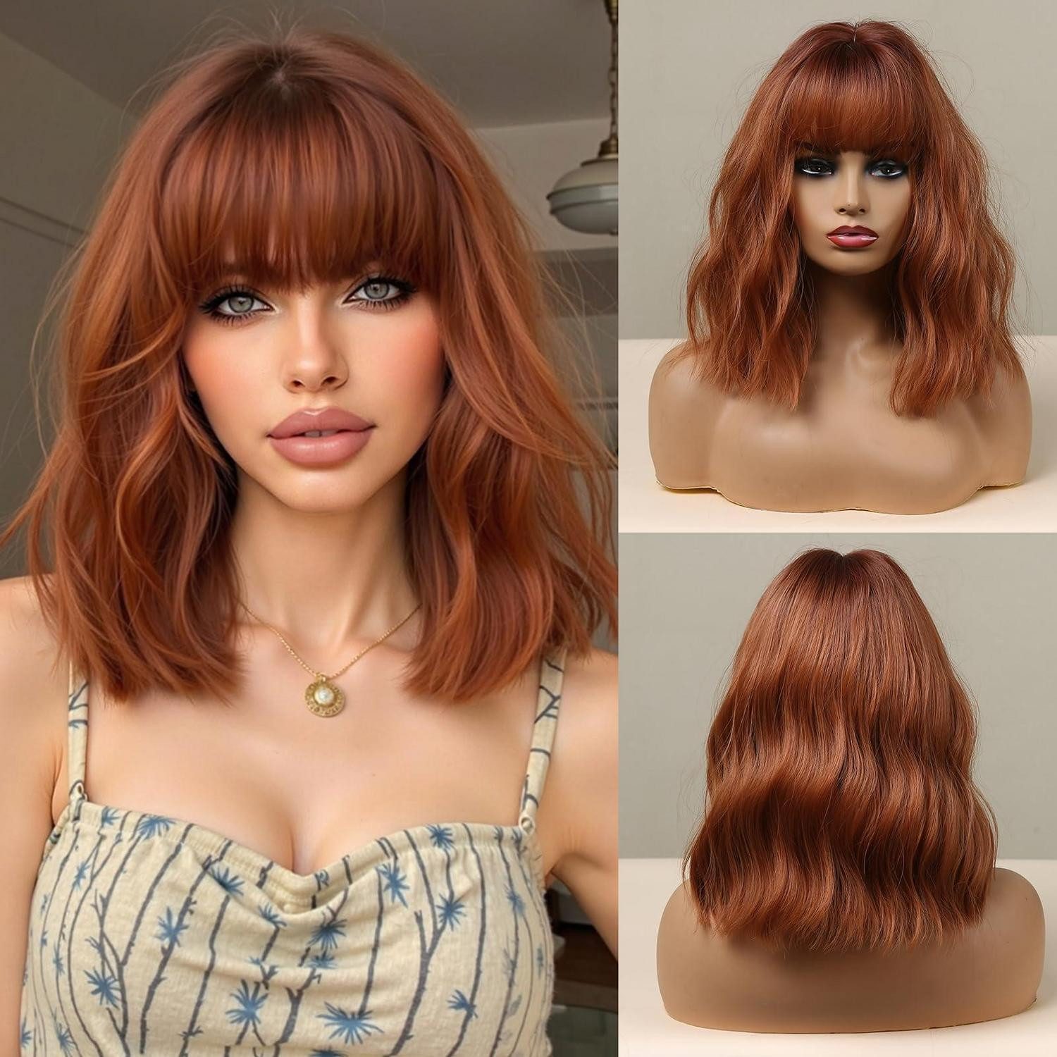 LuxusKollektion Kunsthaarperücke Perücke Kurz Rotbraun Pony Synthetisch Ombre Cosplay Auburn