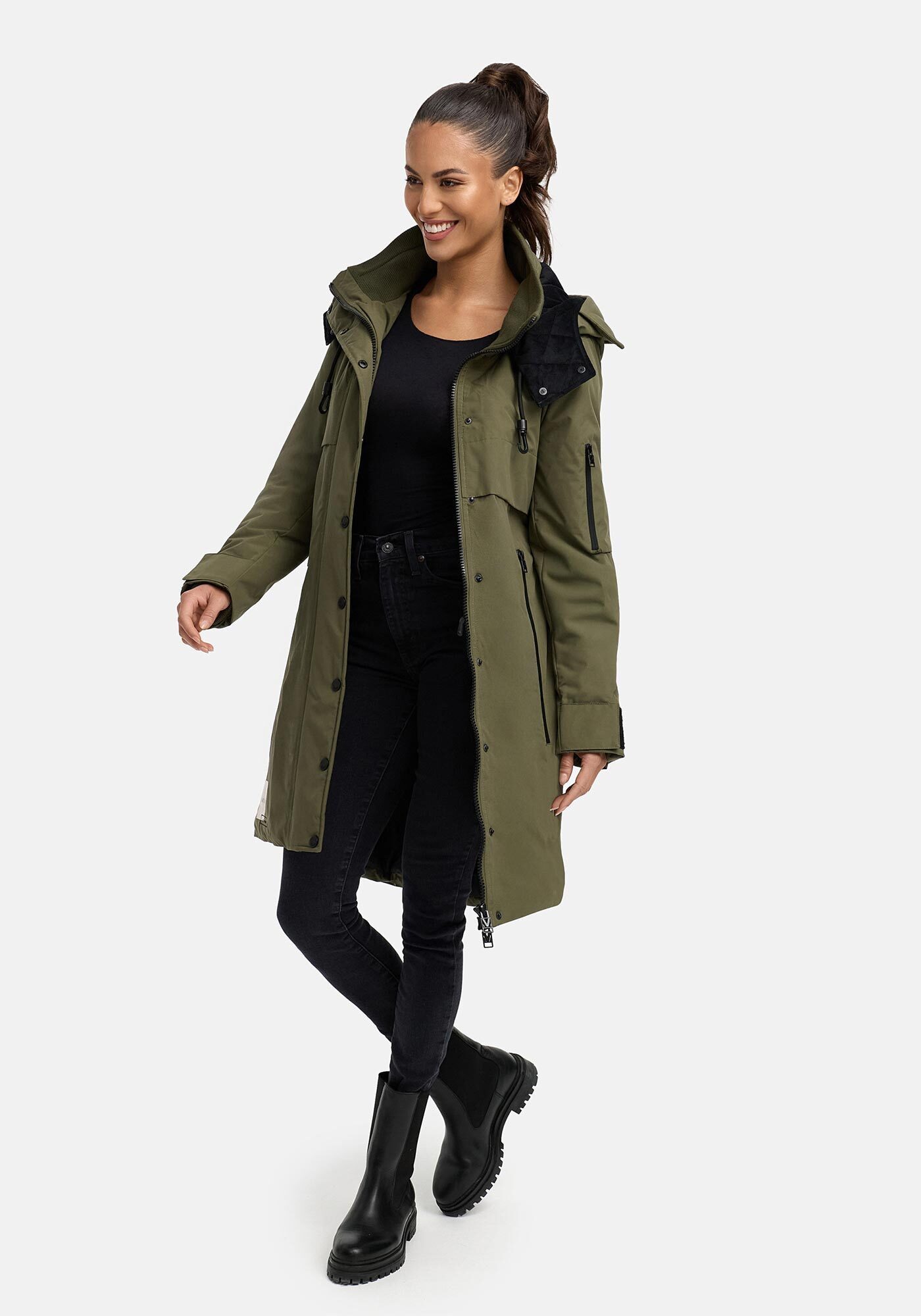 Marikoo Winterjacke Anoukaa langer Parka mit abnehmbarer Kapuze