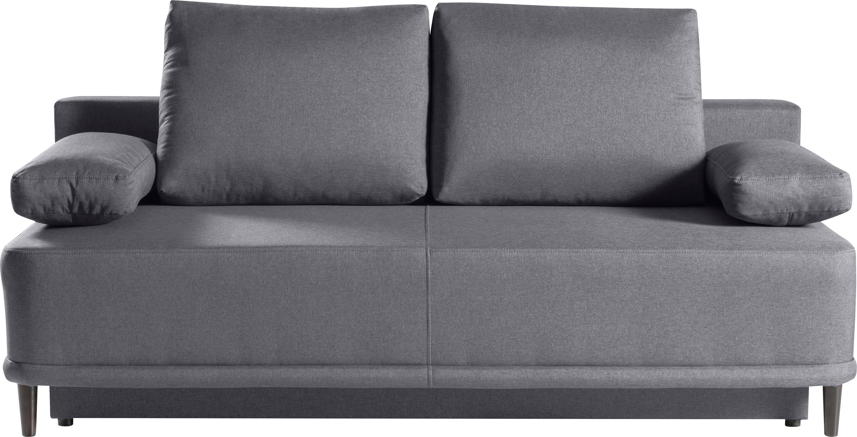 WERK2 Schlafsofa Street, 2-Sitzer Sofa | Schlafcouch mit & und Grau | Federkern Bettkasten Grau Grau