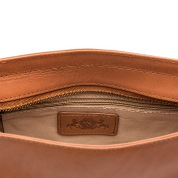 SID & VAIN Schultertasche Leder Umhängetasche ALBANY, Crossbody Bag Echtleder Damen, Umhängetasche hellbraun