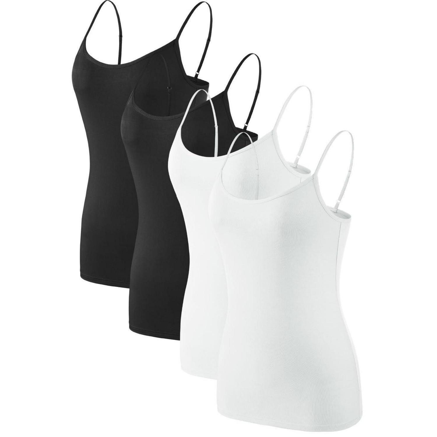 LuxusKollektion Spaghettitop Damen Unterhemden 4er Pack S Schwarz/Weiss