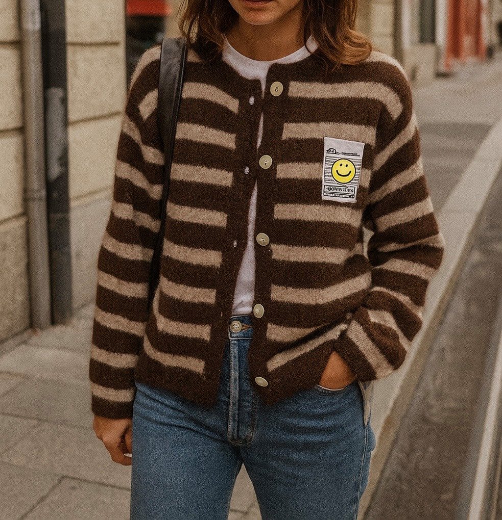 von Herzen Hemdbluse GESTREIFTER CARDIGAN "SMILEY"