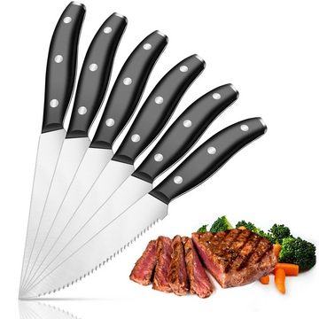 KEENZO Steakmesser 6-teilig Steak Messer mit Wellenschliff Edelstahl Tafelmesser (6 Stück)