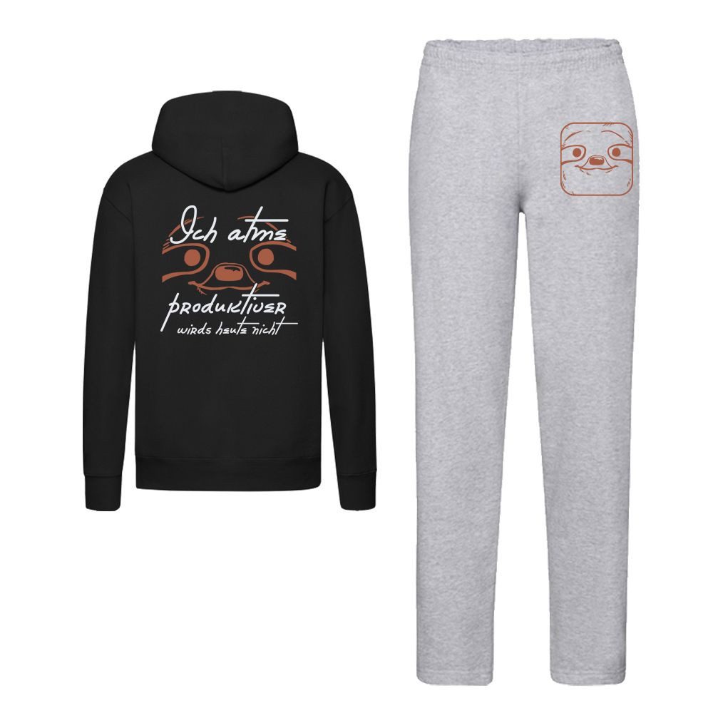G-graphics Freizeitanzug Ich atme – produktiver wird’s heute nicht – Faultier (Set, 2-tlg., Hose & Hoodie), Freizeitset mit Jogging- / Sweaterhose & Hoodie