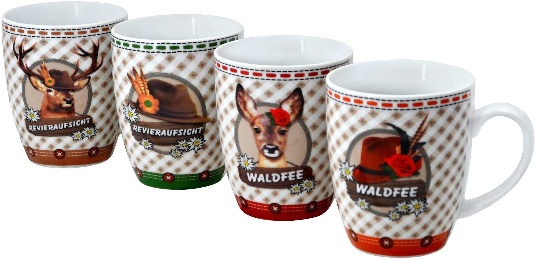 Retsch Arzberg Becher Weidmann, 4-tlg., Porzellan, 4-teilig
