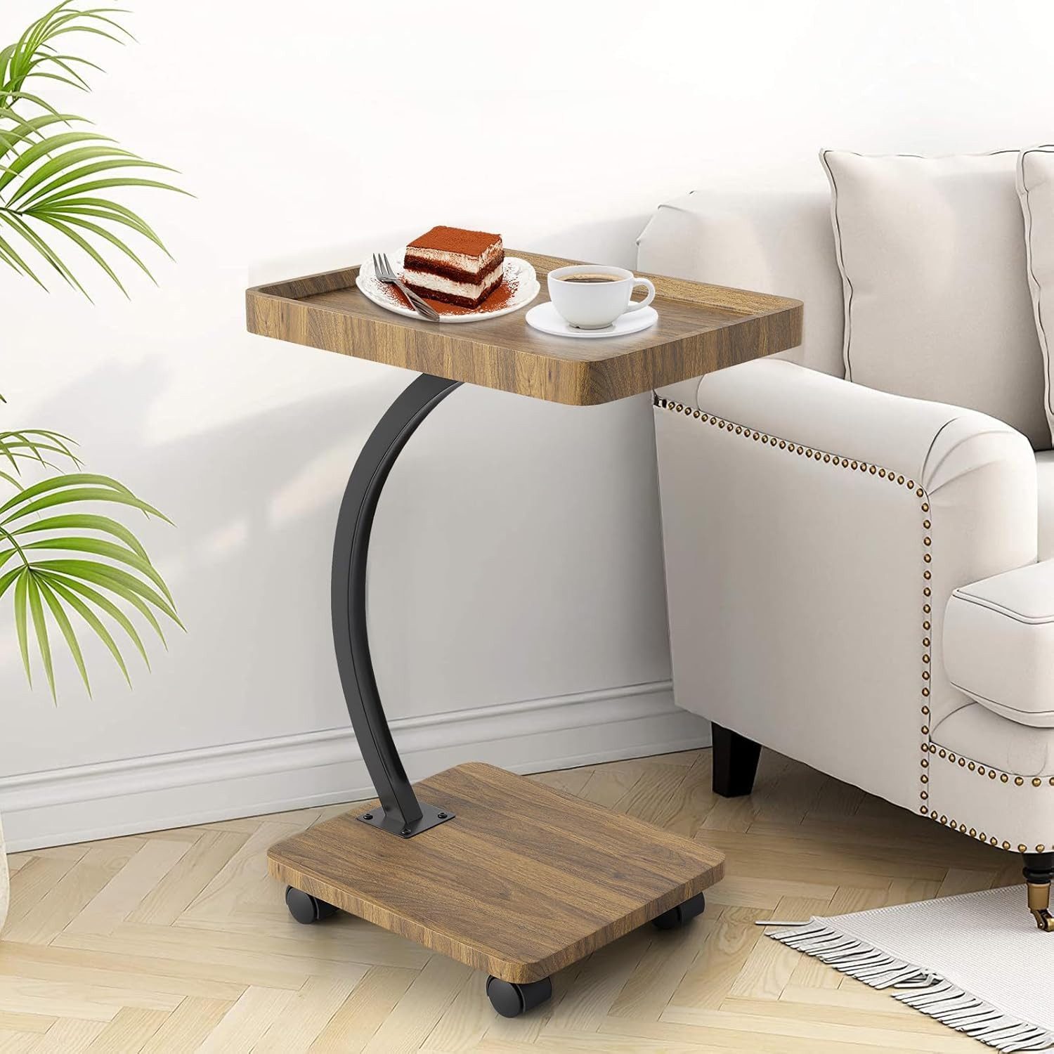 GarveeMore Beistelltisch C-förmiger Endtisch Kleiner Beistelltisch für Couch Sofa Tisch