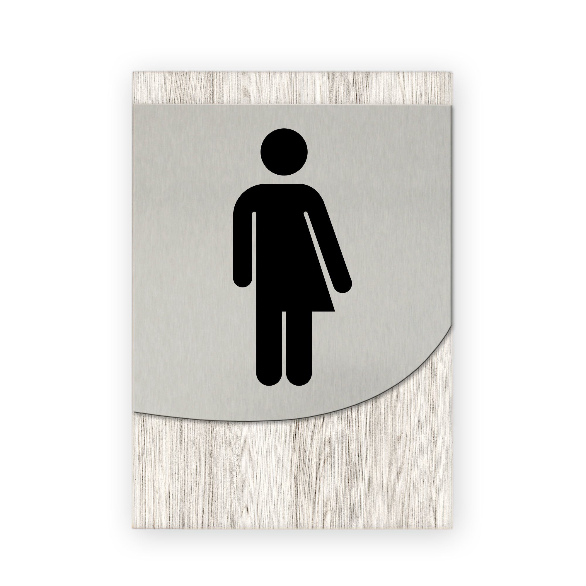 Kreative Feder Hinweisschild »Toilette unisex / divers«, Business-Schild  modernes Schild aus Holz und Alu