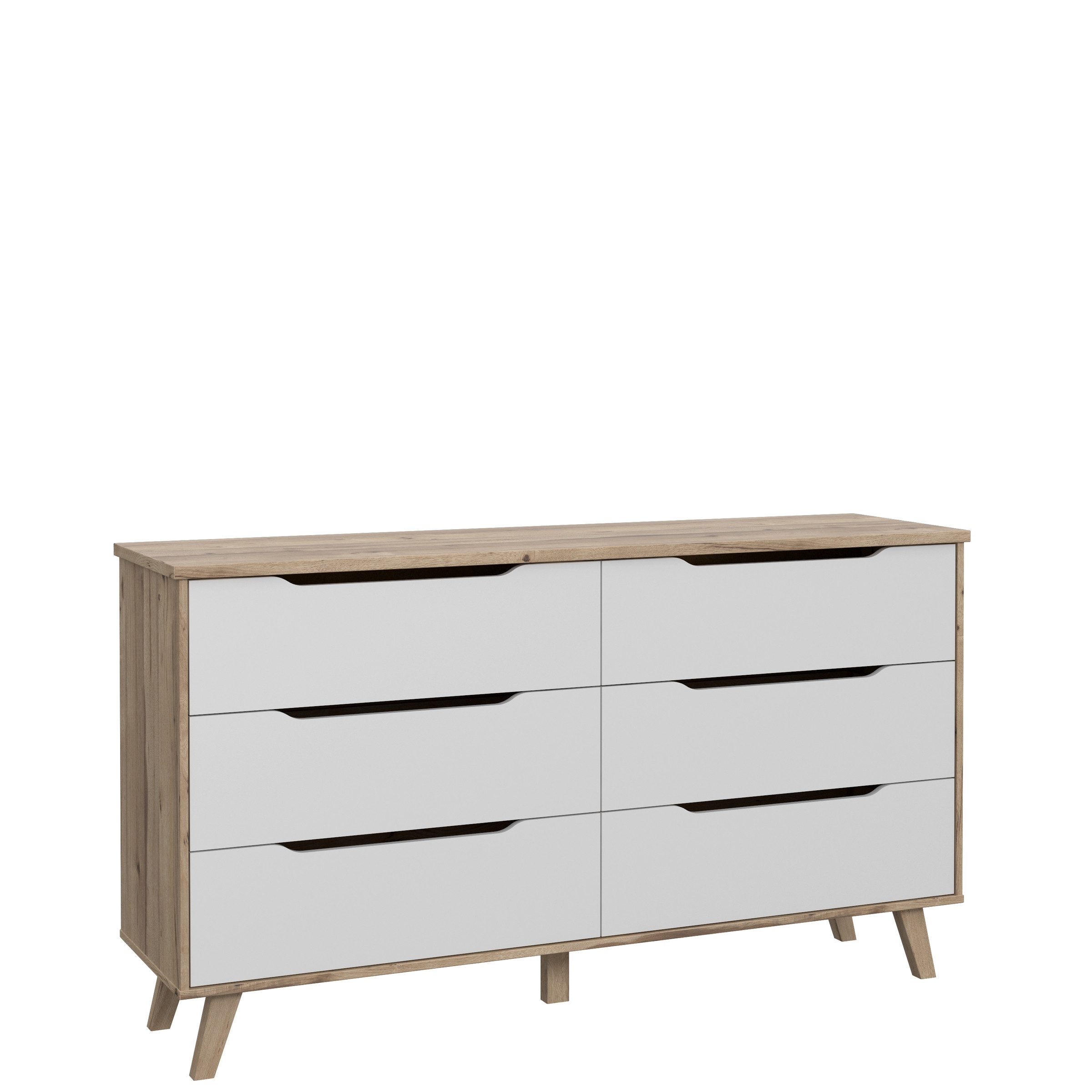 freiraum Sideboard VANKKA, 4 Schubladen, Planked Eiche Dekor / Weiss - 154, günstig online kaufen