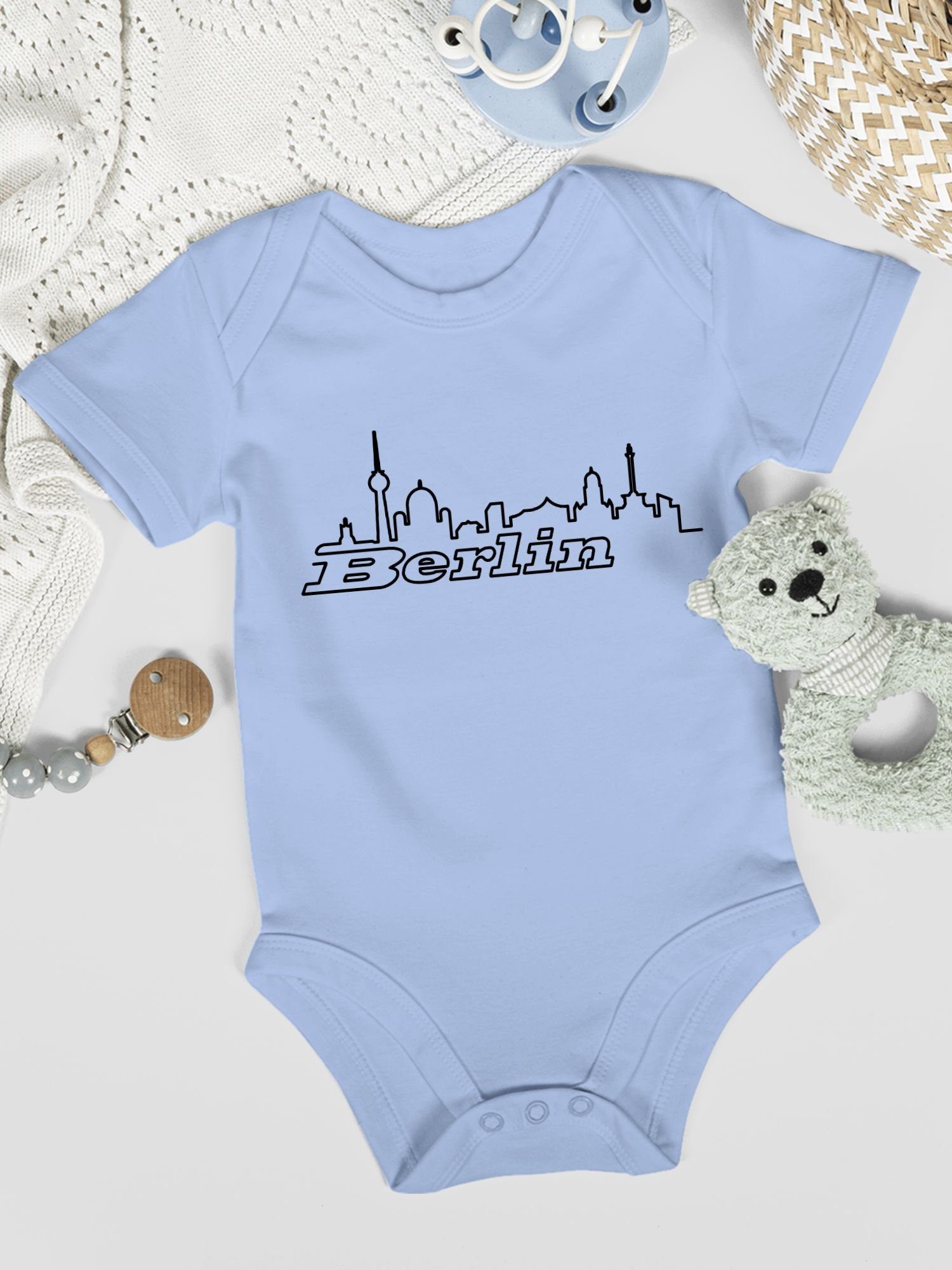 Wappen Berlin Baby Babyblau Skyline Länder Shirtracer Shirtbody 1