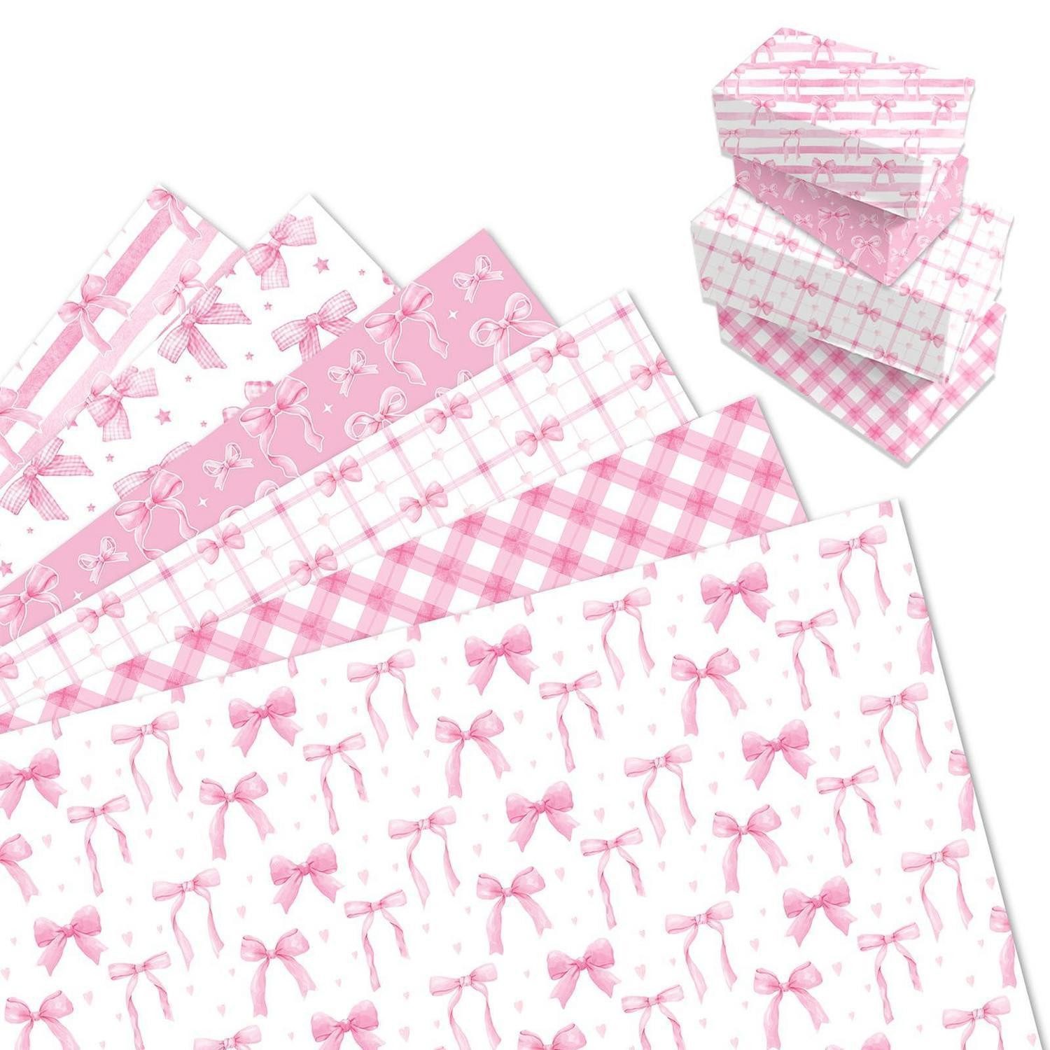 LuxusKollektion Geschenkpapier Geschenkpapier Rosa Schleifen 12 Bogen 68x50cm, (12St)