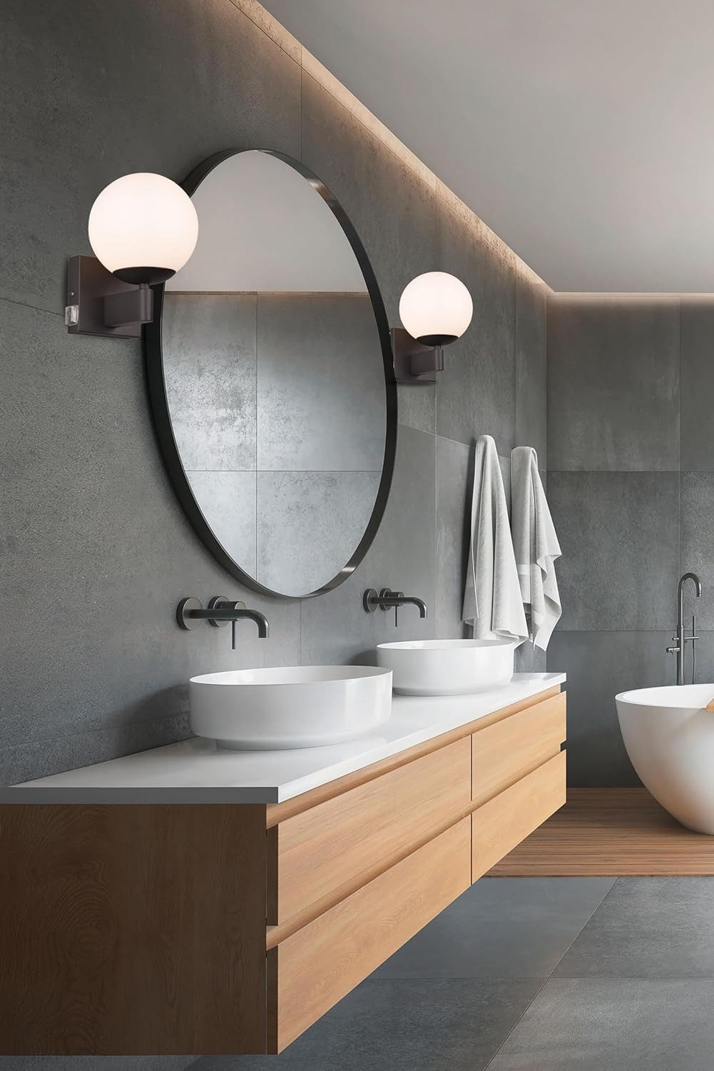 lightling Wandleuchte Kurt, ohne Leuchtmittel, mit Ein- und Ausschalter, IP44 Indoor