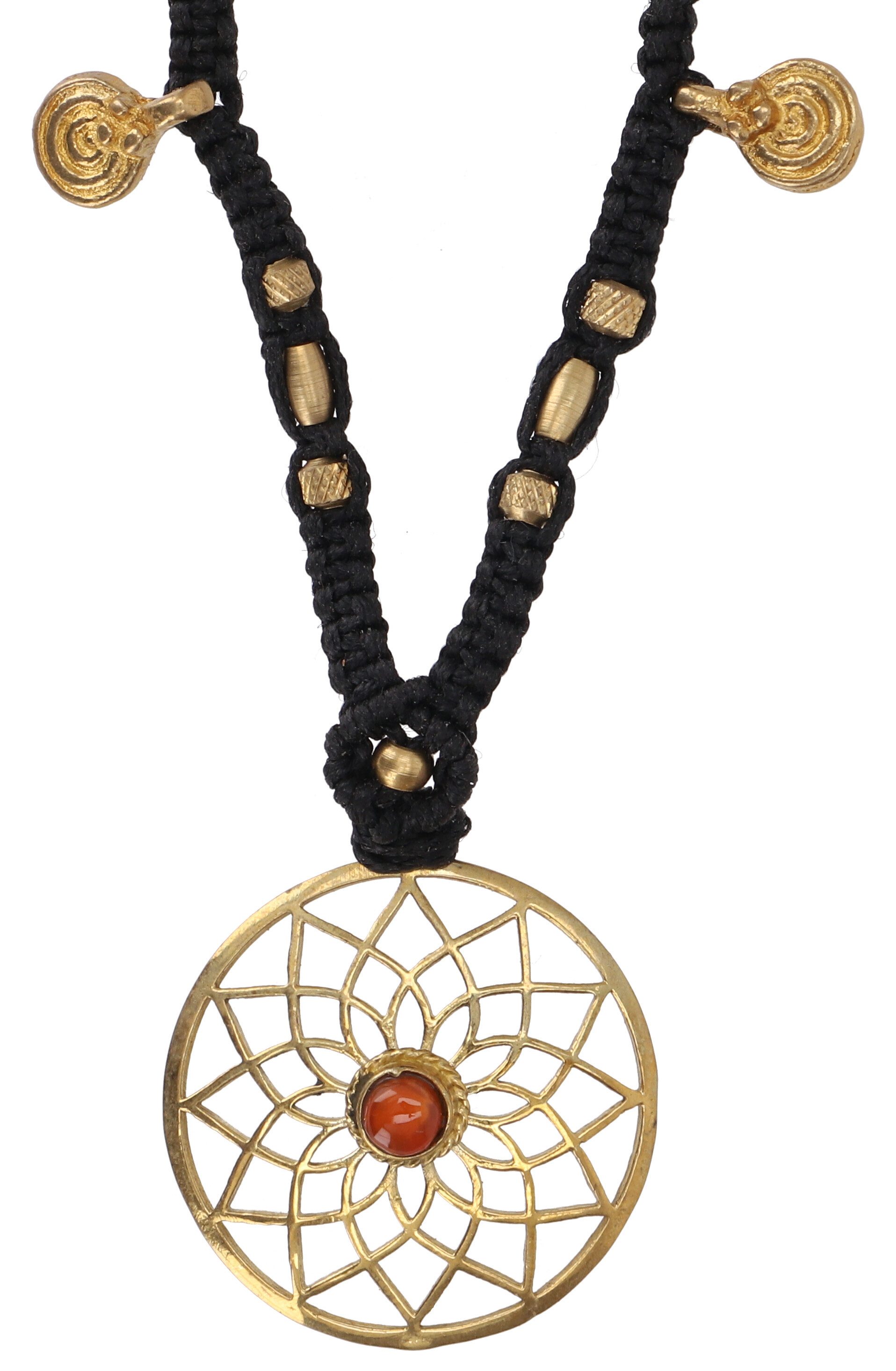 Guru-Shop Perlenkette Boho Makramee Kette, Elfenschmuck - Blume des..