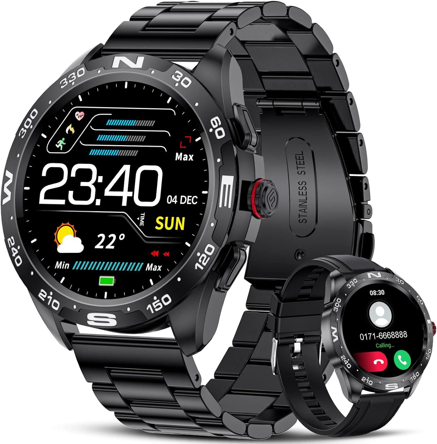FoxBox Multifunktionaler Lebensassistent Smartwatch (1,32 Zoll, Android, iOS), mit Herzfrequenz Schlafmonitor,Message Reminder,IP68 Wasserdicht, uhr