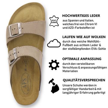 AFS-Schuhe 2102 Sandale für Damen mit Fußbett, bequeme Pantoletten aus Leder