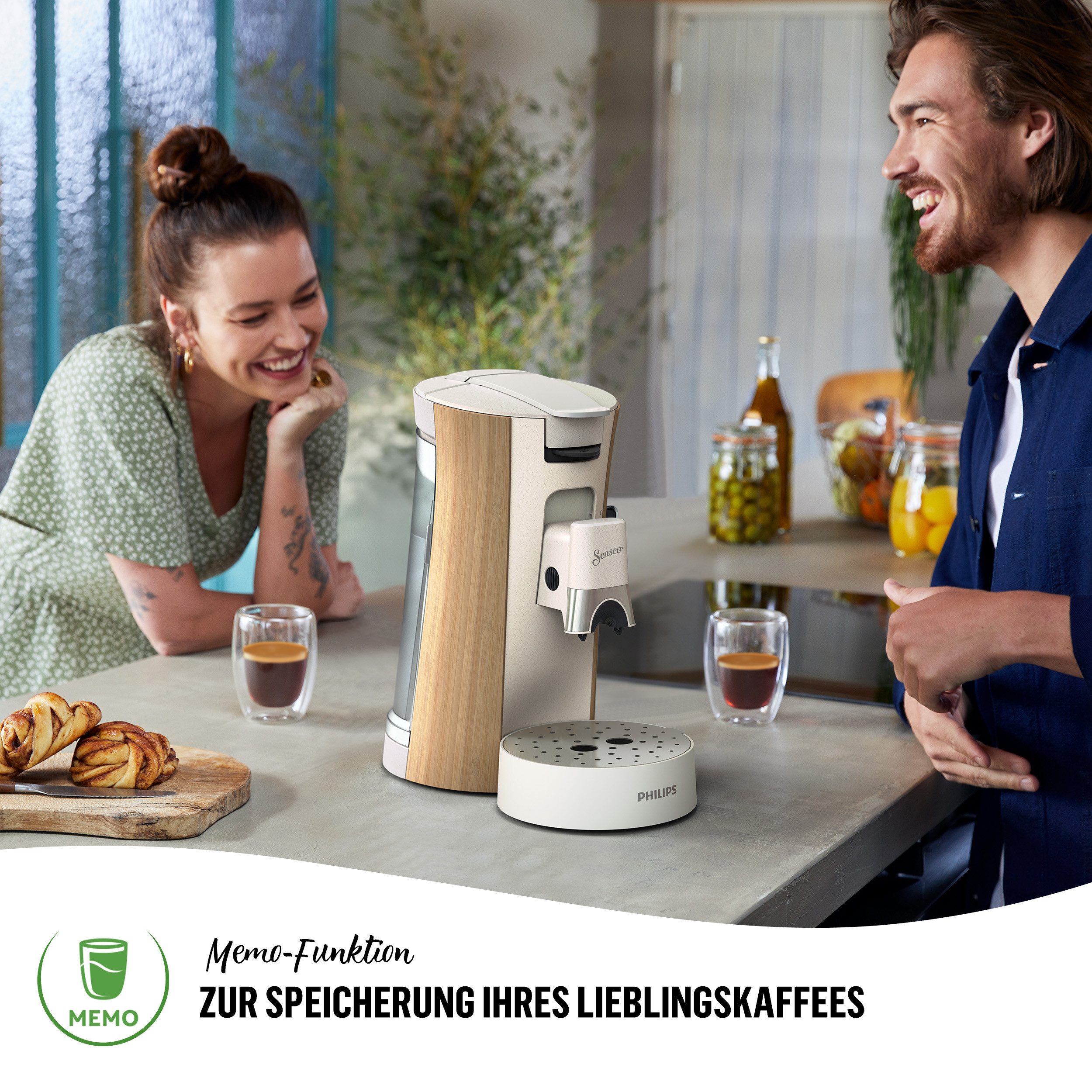 Philips Senseo Kaffeepadmaschine Select CSA240/90, mit drei Kaffee-Einstellungen, aus 21% rec. Plastik, Memo-Funktion