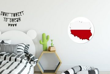 MuchoWow Wandsticker Illustration von Polen in den Farben der Flagge (1 St), Tapetenkreis für Kinderzimmer, Tapetenaufkleber, Rund, Wohnzimmer