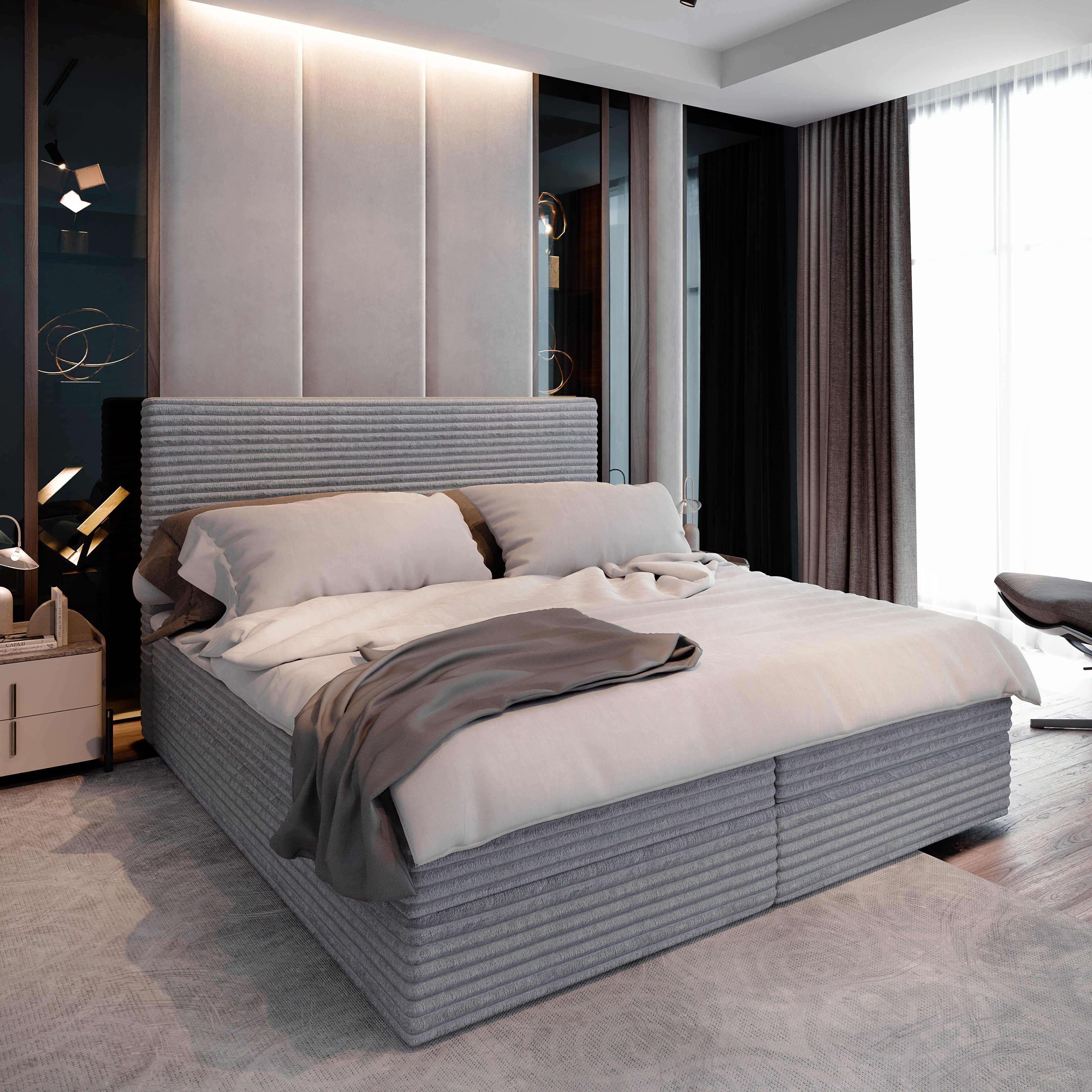 Masseno Boxbett PISA 140x200 cm mit Bonell Matratze und Topper günstig online kaufen