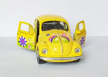 Modellauto VOLKSWAGEN BEETLE Käfer Flower Power Hippy VW Modellauto Modell Spielzeugauto Kinder Geschenk 73 (Gelb/Blumen)