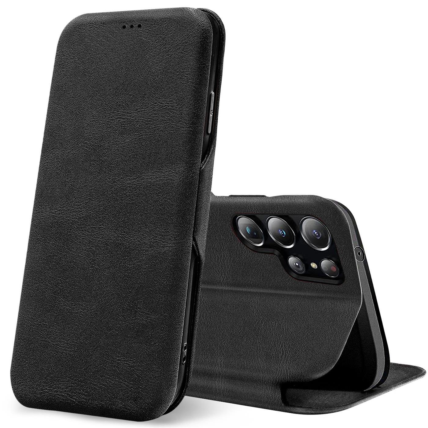 CoolGadget Handyhülle Business Premium Hülle Für Samsung Galaxy S22 Ultra 6,8 Zoll, Handy Tasche mit Kartenfach für Samsung S22 Ultra 5G Schutzhülle