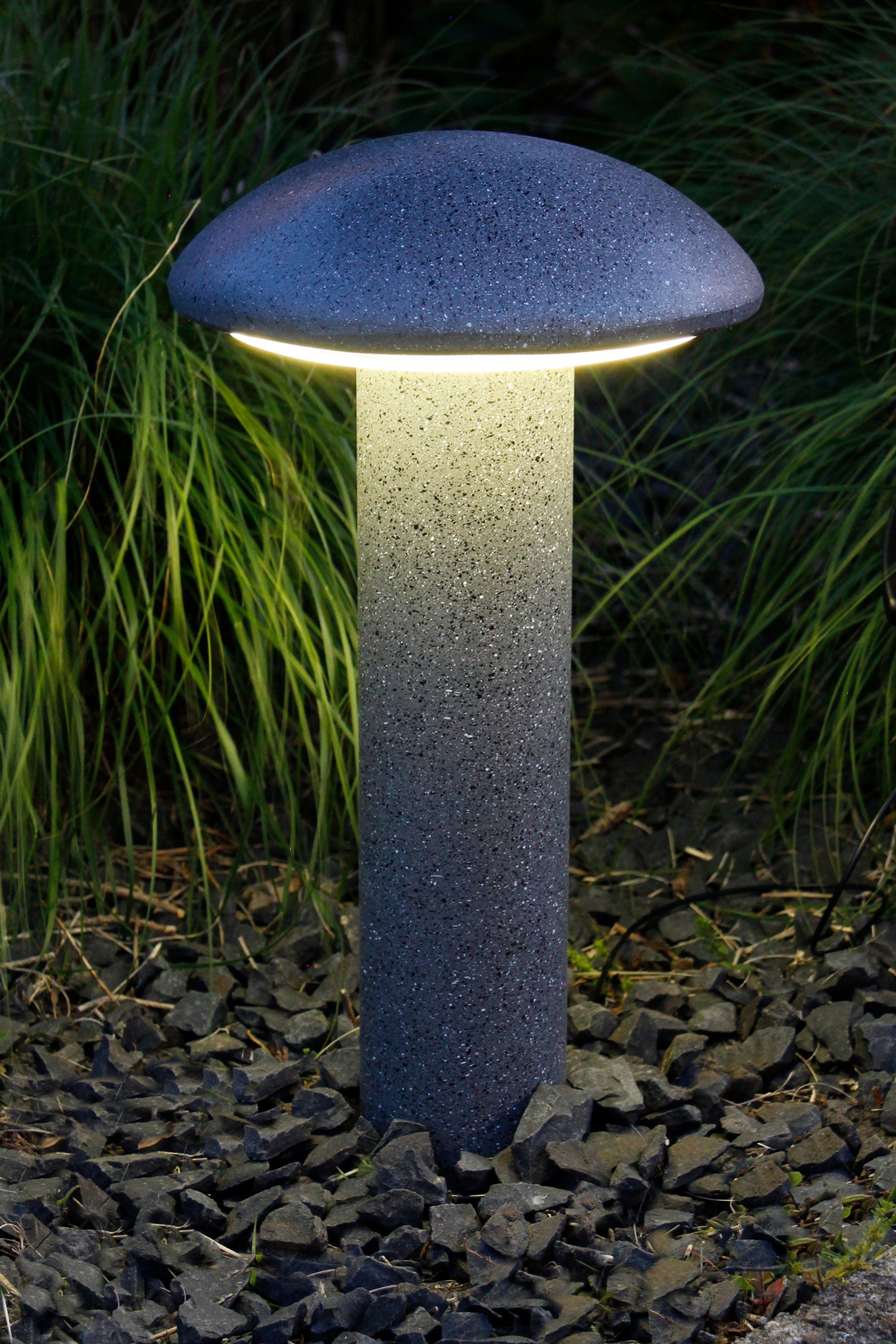 Arnusa LED Solarleuchte Gartenleuchte Pilz Steinoptik Gartenlampe 1200 mAh  45 x 25 cm, LED fest integriert, Tageslichtweiß, Wegeleuchte ohne Strom