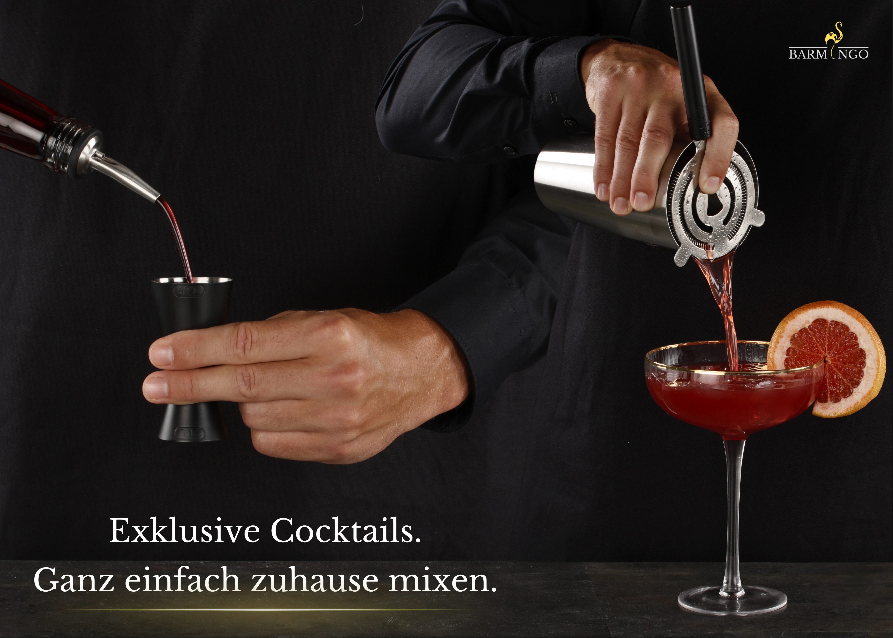 BARMINGO Cocktail-Set Edelstahl Boston Cocktail Shaker Set (825 ml) mit Bar Zubehör, (Cocktailshaker Set, 11-tlg., Für Profis und Anfänger), Cocktail Zubehör mi – Bild 5 von 5