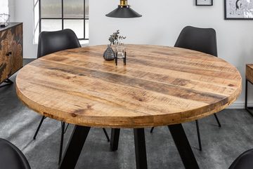 LebensWohnArt Esstisch Industrie-Look Esstisch ARTE 120cm rund Mangoholz natural