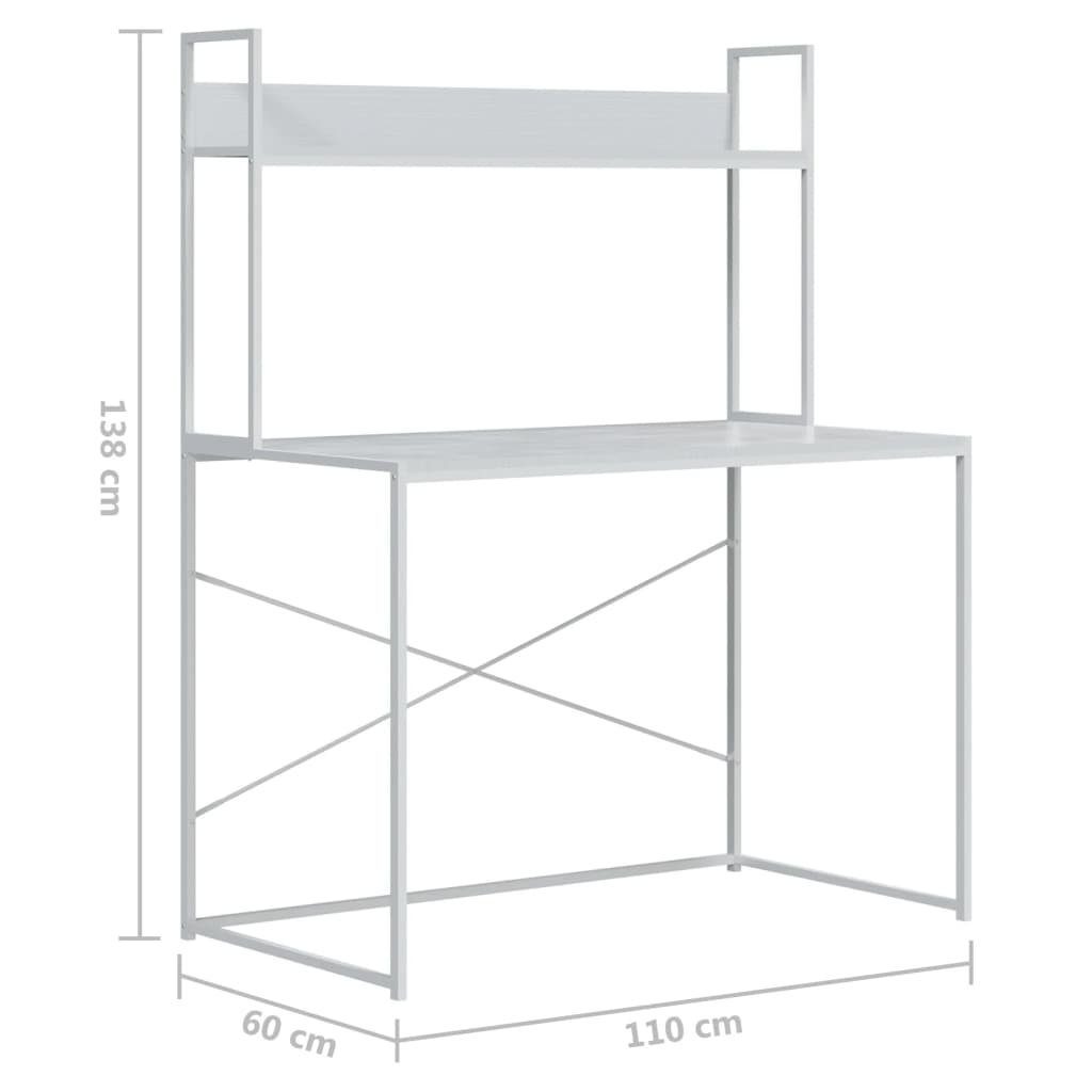 Weiß Weiß vidaXL Schreibtisch | cm 110x60x138 Holzwerkstoff Weiß Schreibtisch