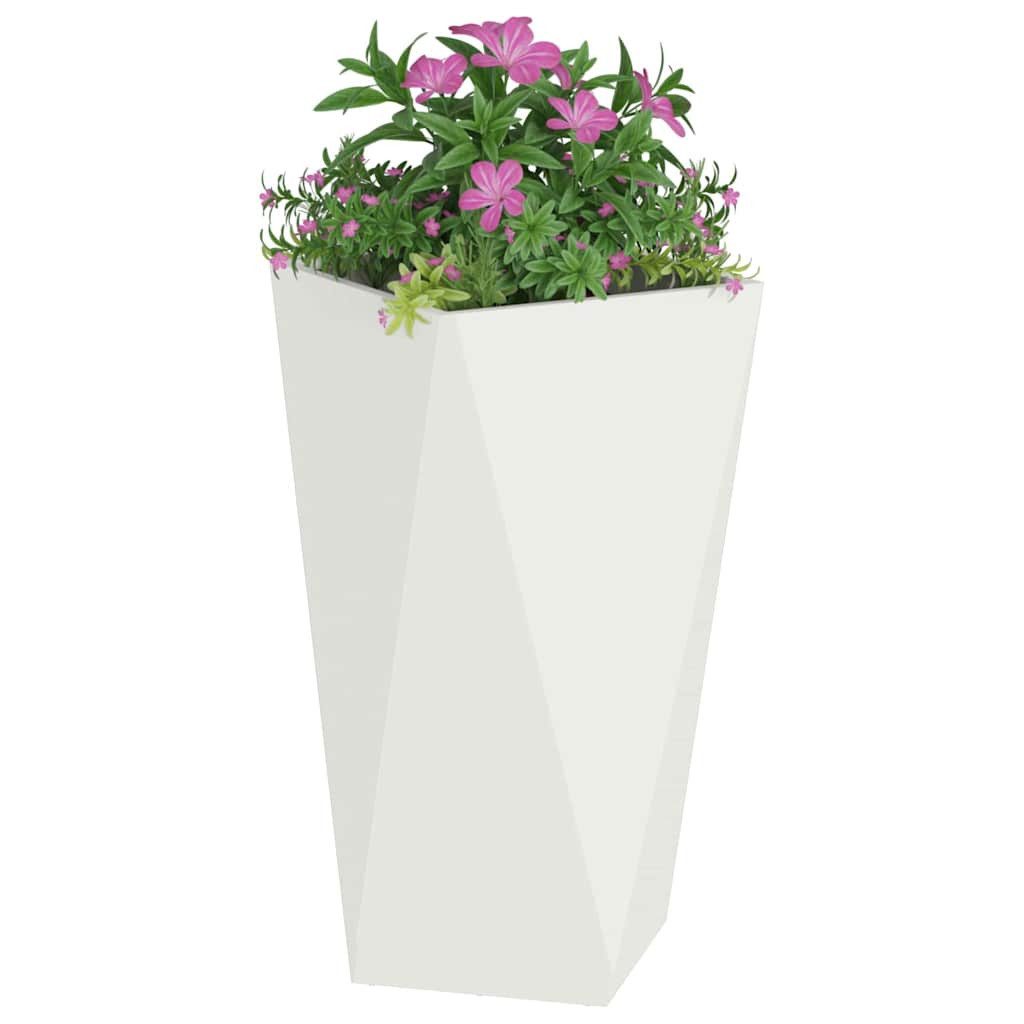 vidaXL Blumentopf Pflanzkübel 2 pcs Weiß 40 x 40 x 75 cm Stahl (2 St)