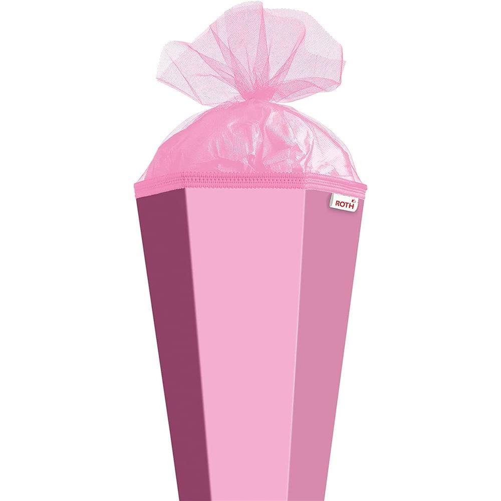 Roth Schultüte XXL-Bastelschultüte Rosa, 100 cm, eckig, mit Tüllverschluss, Zuckertüte für Schulanfang