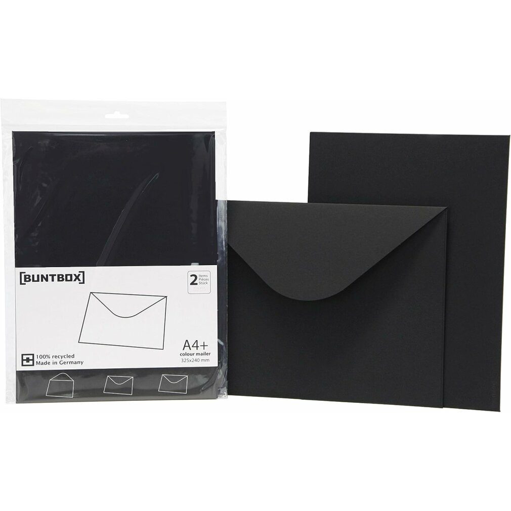 BUNTBOX Briefumschlag BUNTBOX Briefumschläge DIN C4 ohne Fenster schwarz 2 St.