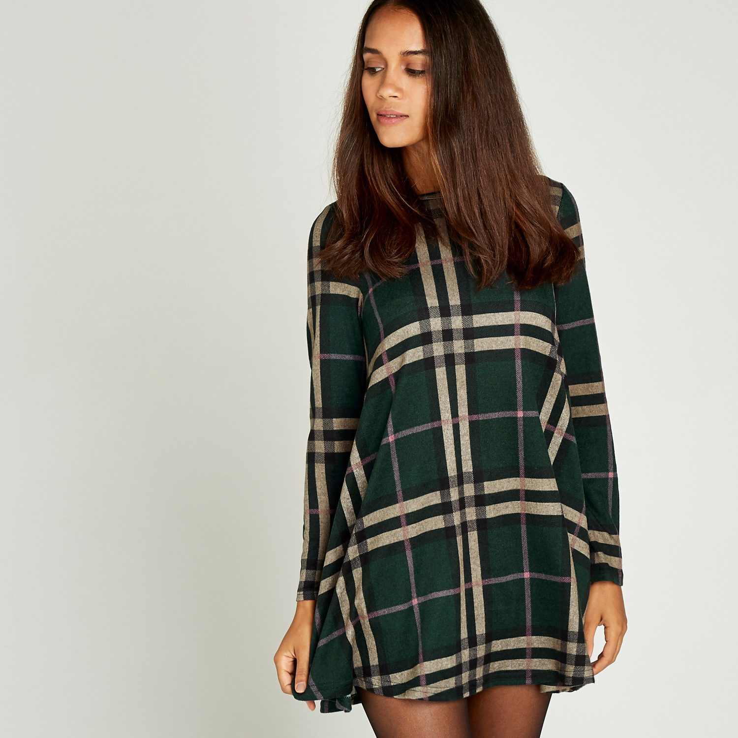 Apricot Strickkleid Swingdress (1-tlg) mit Karodruck günstig online kaufen