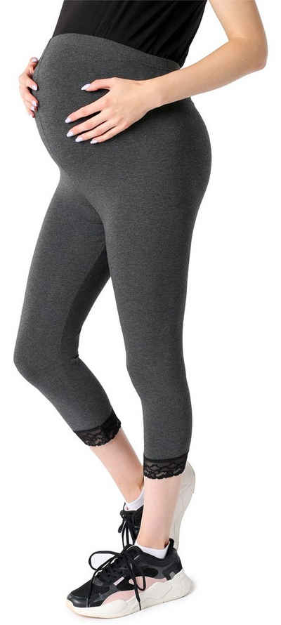 Be Mammy Umstandsleggings 3/4 Capri Umstandsleggings aus Viskose BE20-161 (1-tlg) elastischer Bund