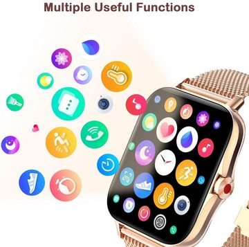 Colesma Smartwatch (1,69 Zoll, iOS Android), Damen HD Fitnessuhr Tracker mit Telefonfunktion IP67 Wasserdicht Uhr